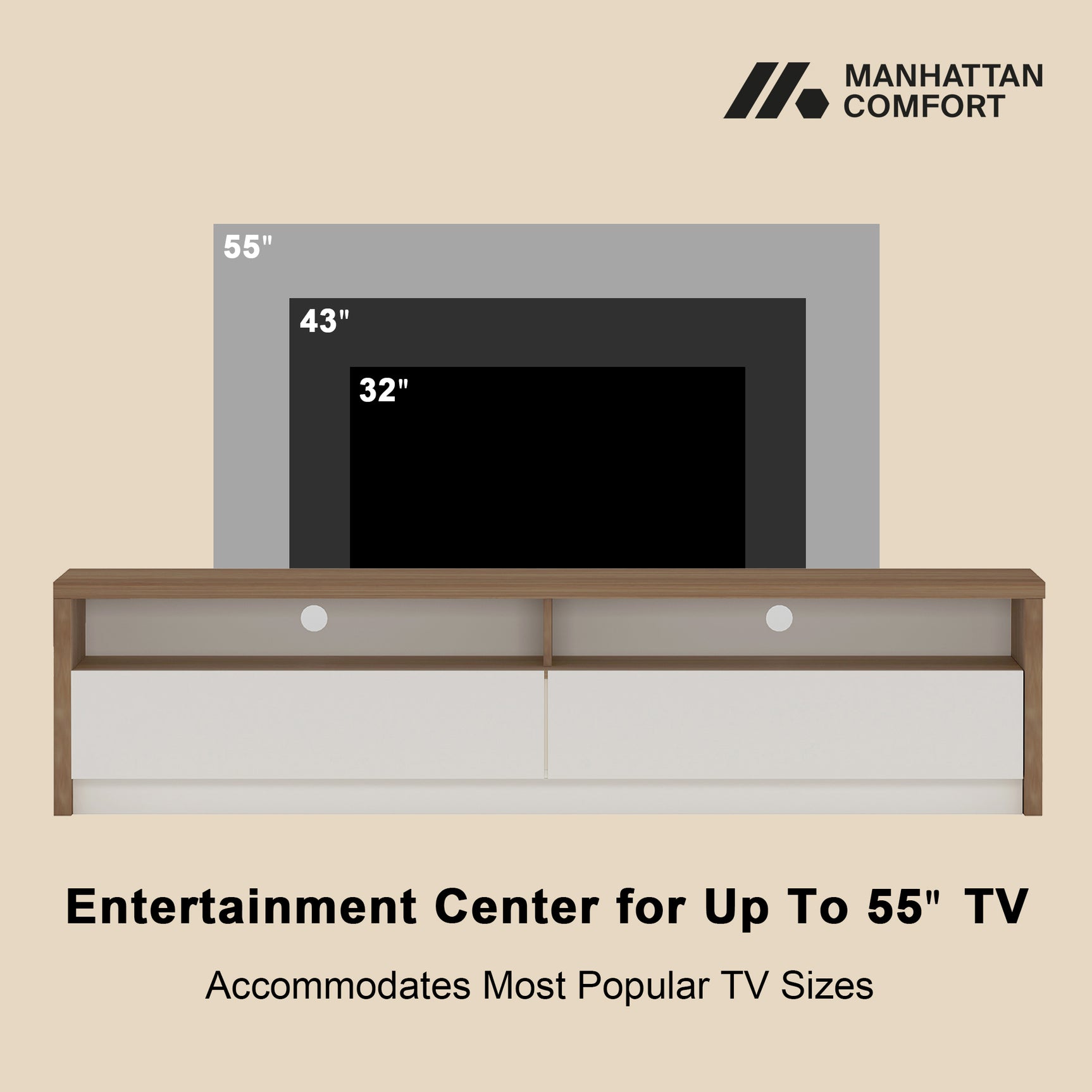 Duncan 70" TV Stand in Maple and Off White - Ornate Home