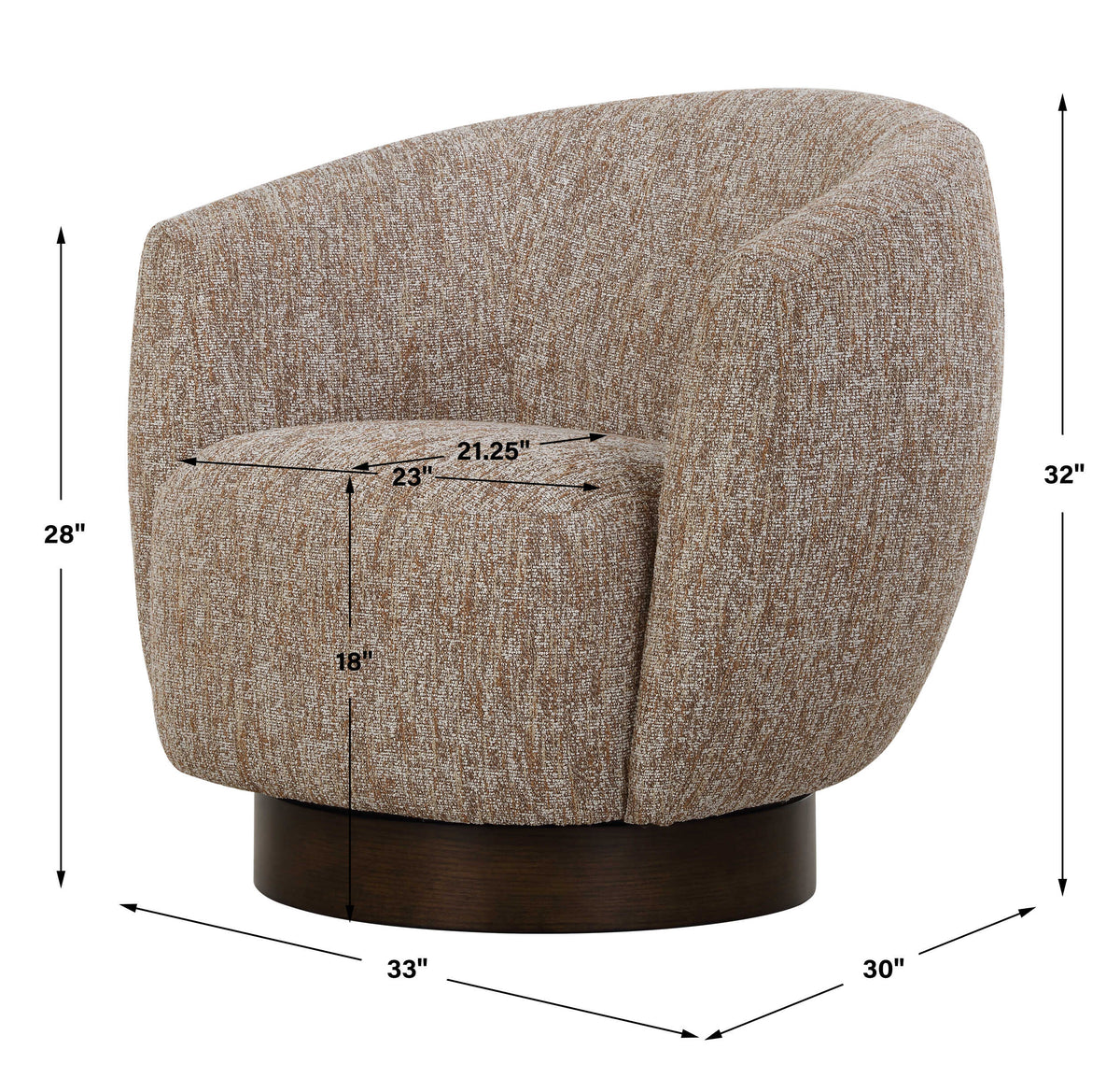 Dunes Brown Fabric Swivel Chair - Ornate Home