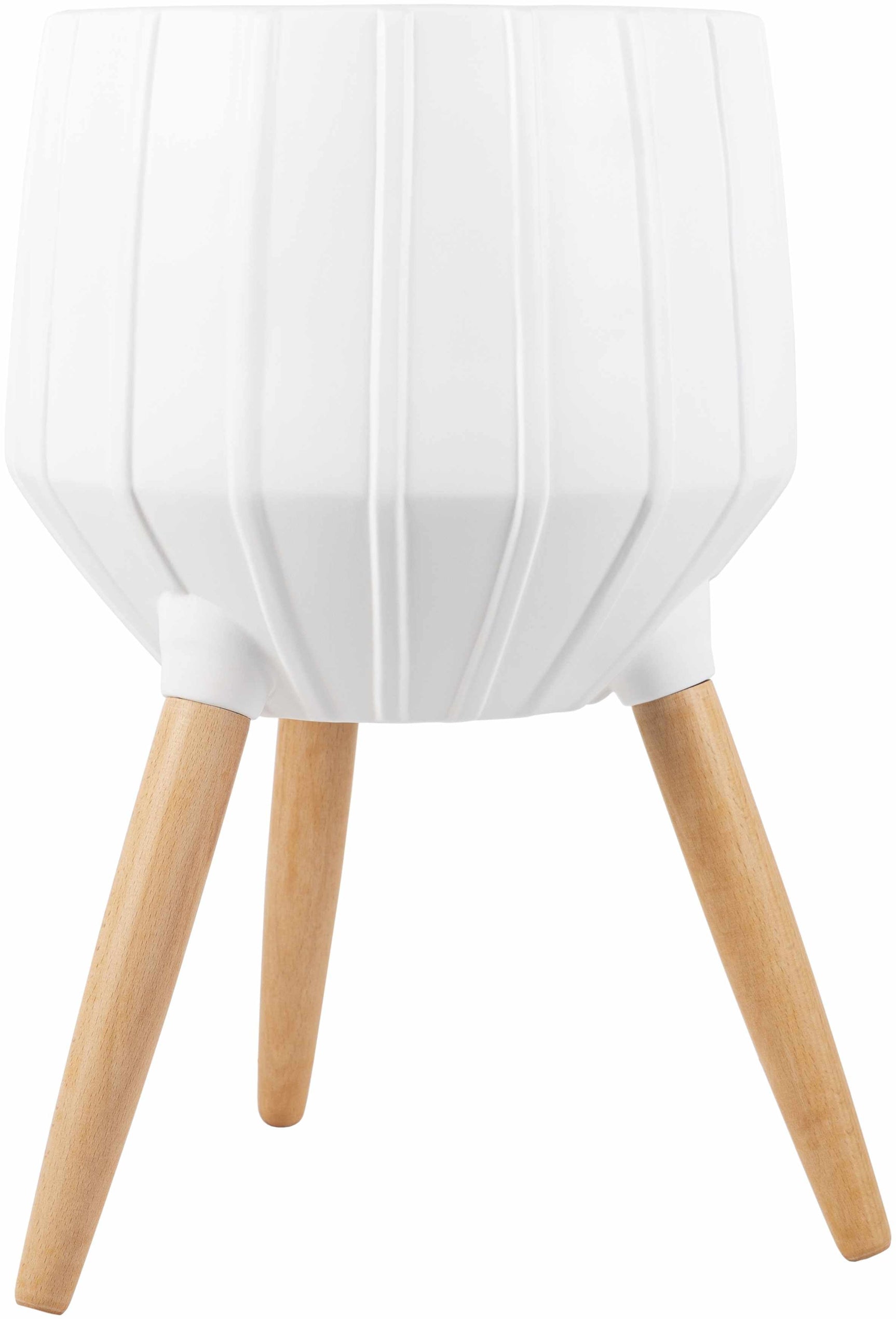 Dunguan White Ribbed Wood Outdoor Planter - Clearance - Ornate Home