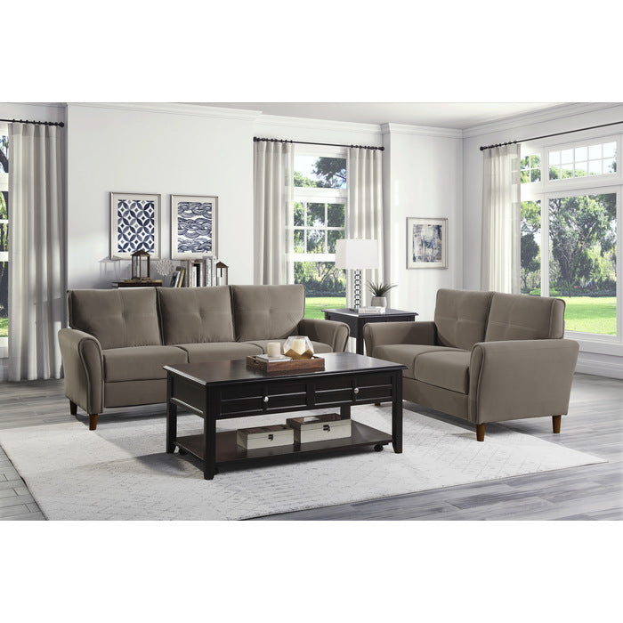Dunleith Brown Velvet Loveseat - Ornate Home