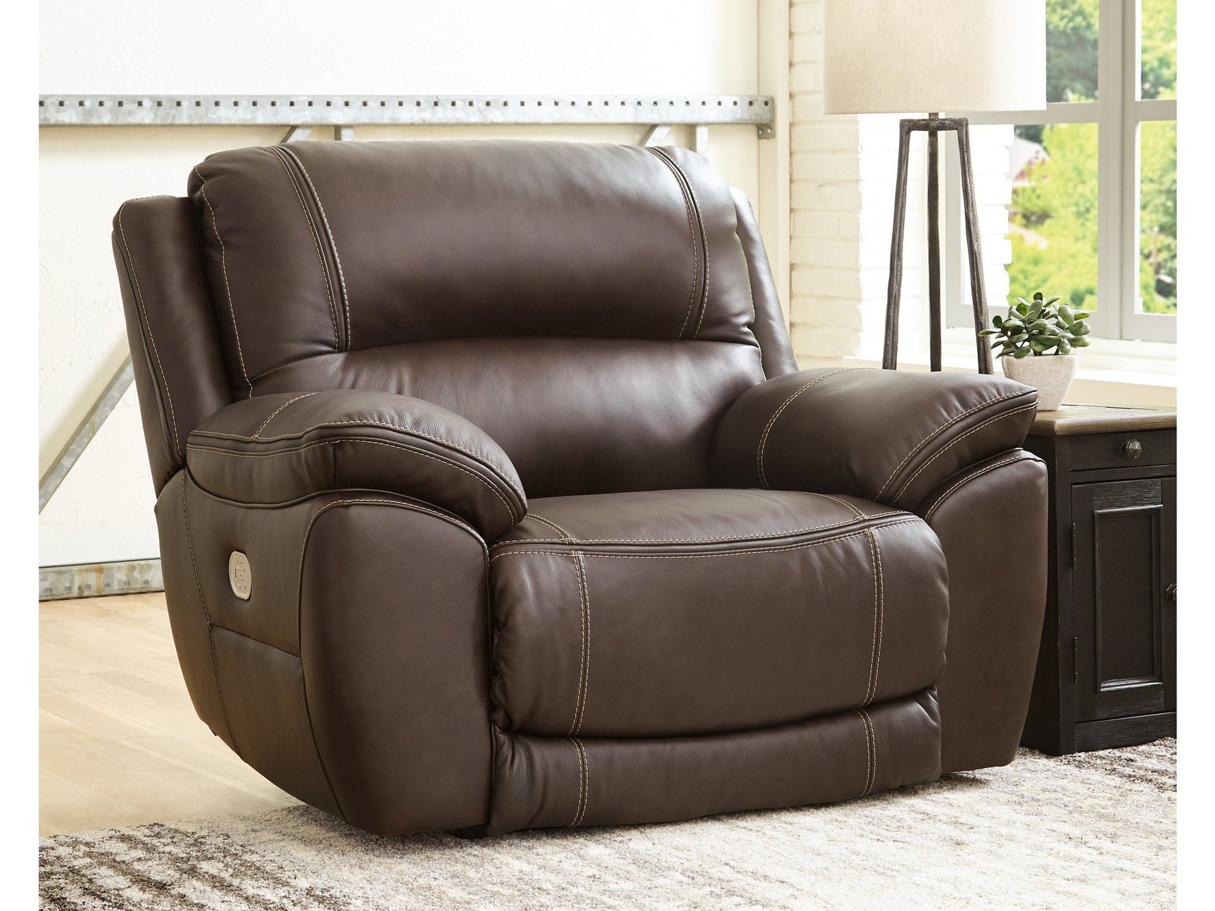 Dunleith Chocolate Zero Wall Power Recliner w/PWR HDRST - Ornate Home