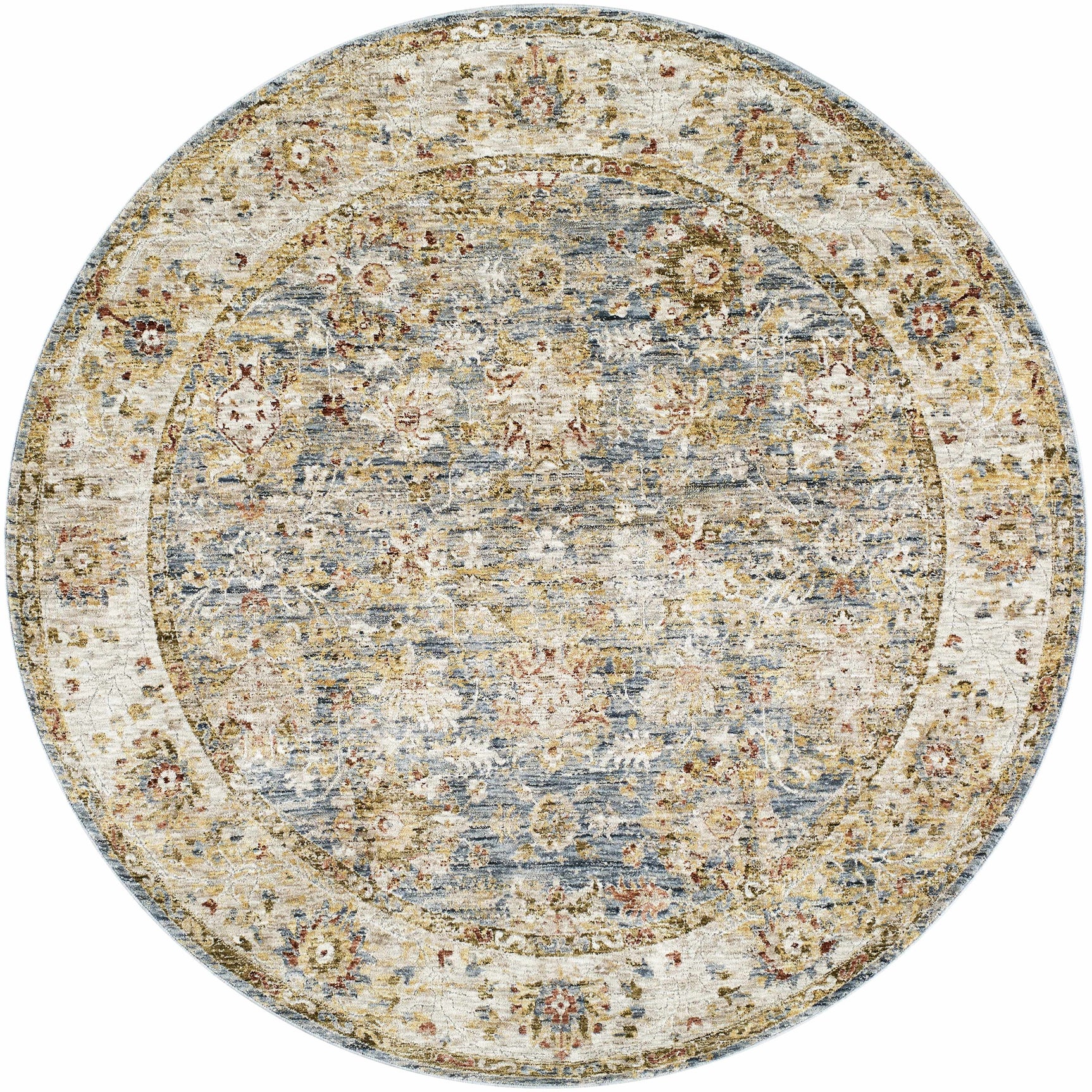 Duong Beige & Blue Textured Rug with Fringes - Ornate Home