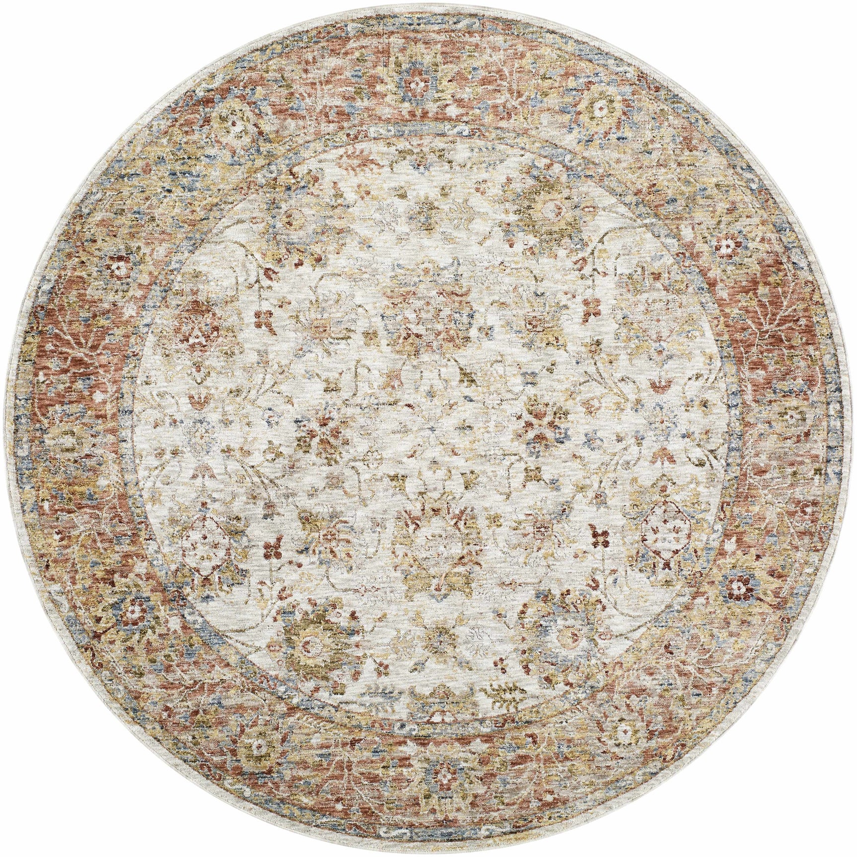 Duong Beige & Rust Textured Rug with Fringes - Ornate Home