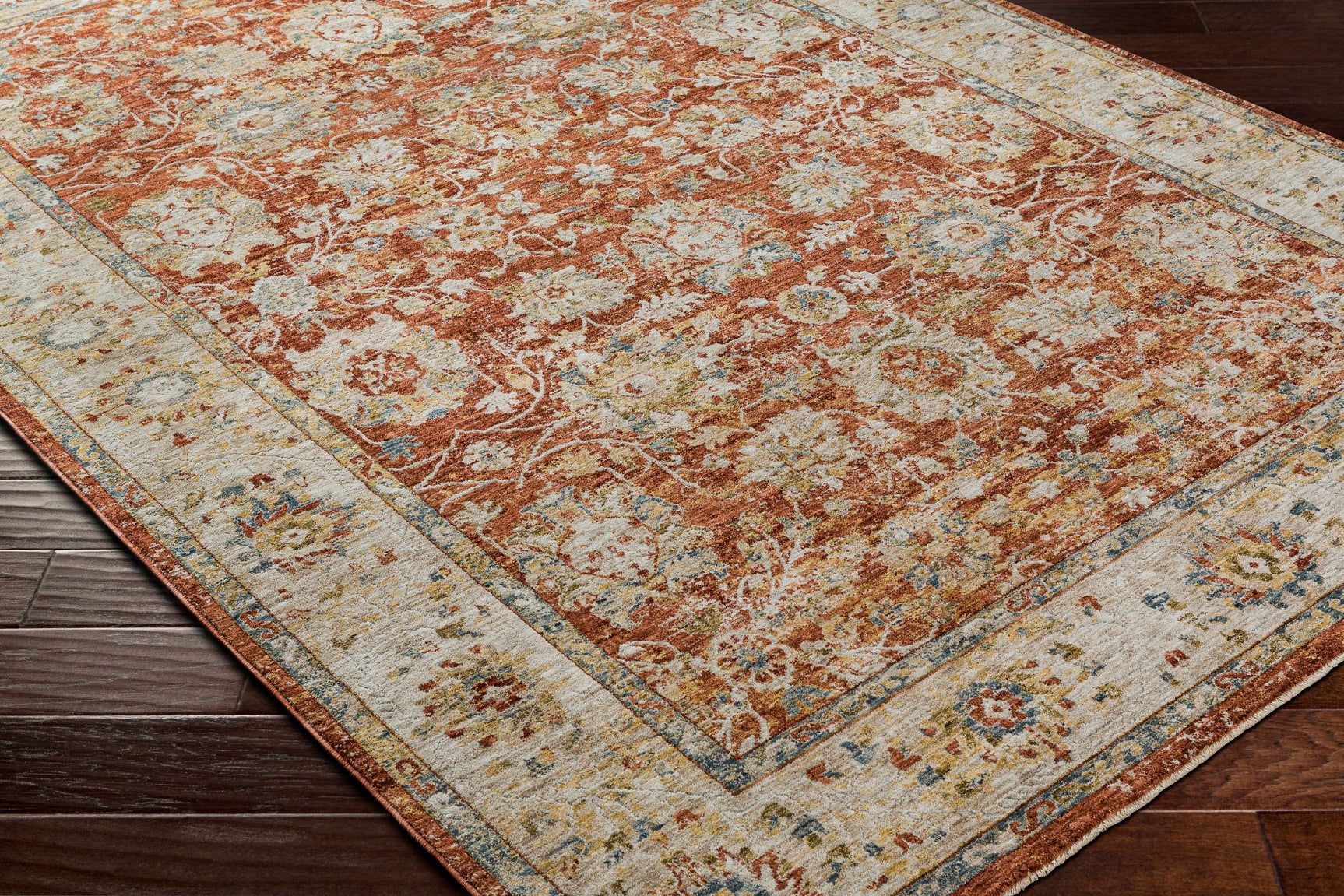 Duong Rust Textured Rug with Fringes - Ornate Home