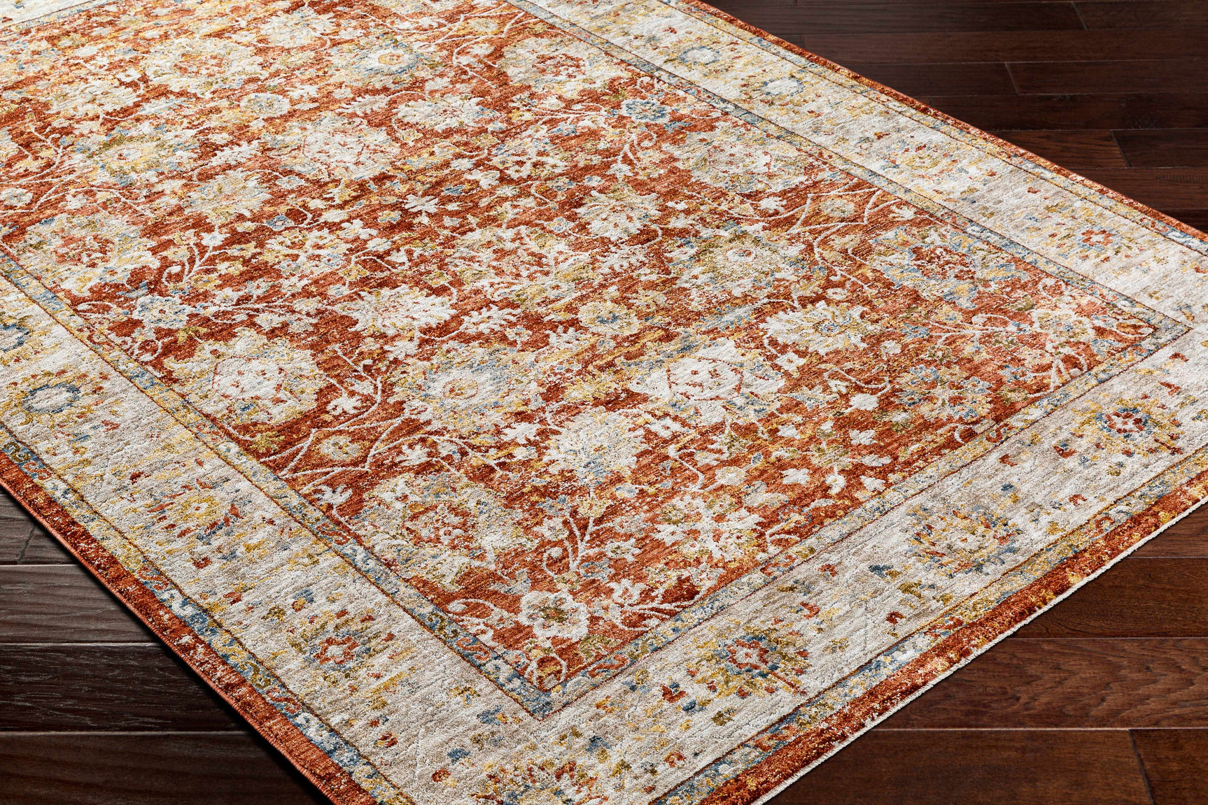 Duong Rust Textured Rug with Fringes - Ornate Home