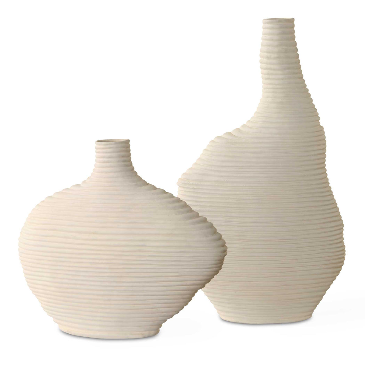 Duostacked Matte White Vases (Set of 2) - Ornate Home