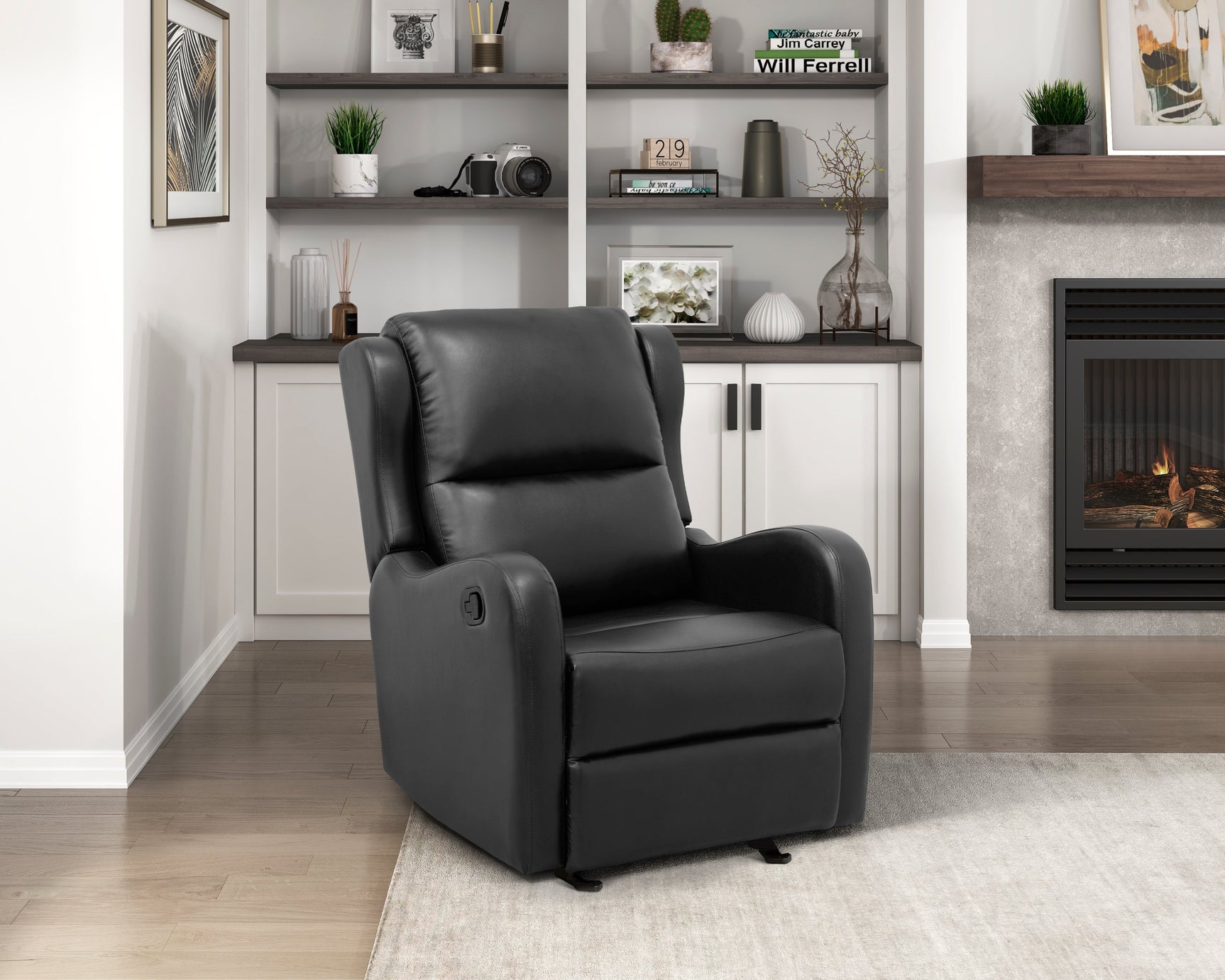 Durant Black Glider Reclining Chair - Ornate Home