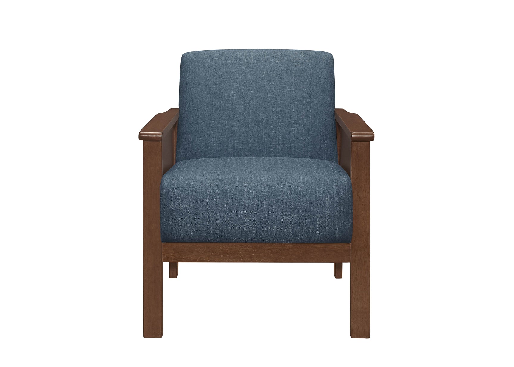 Durham Walnut/Blue Accent Chair - Ornate Home