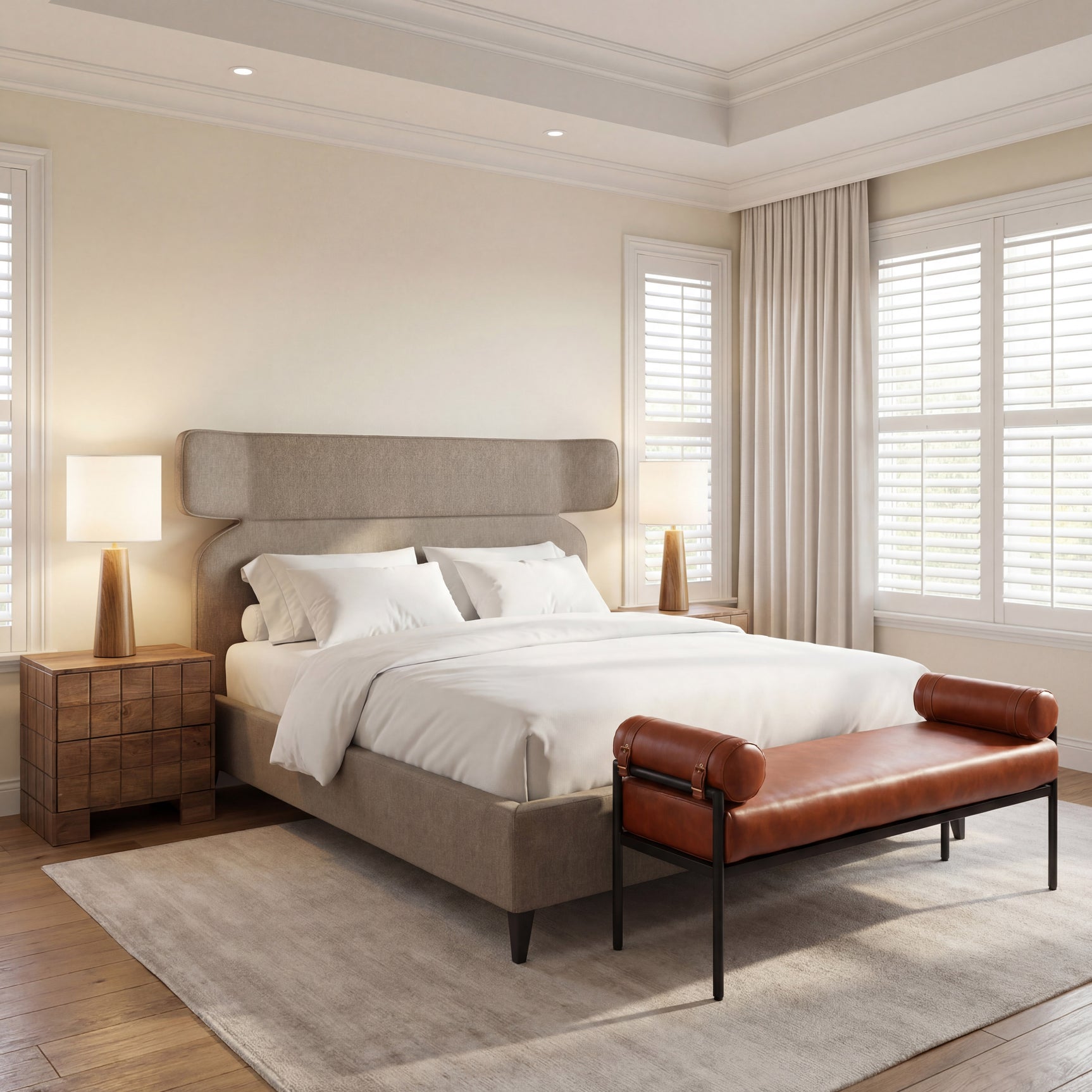 Dusa Olive Brown King Bed