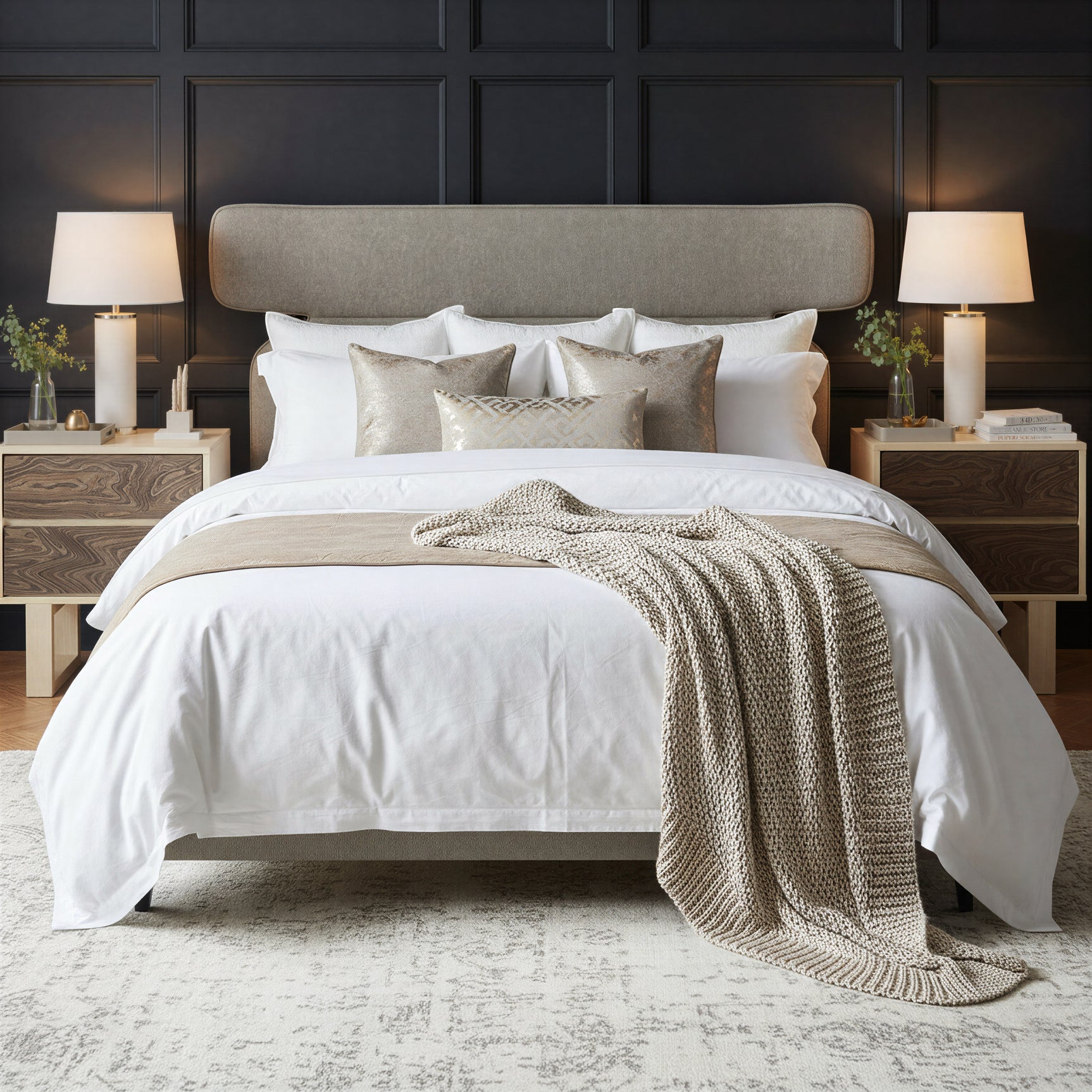 Dusa Olive Brown Queen Bed