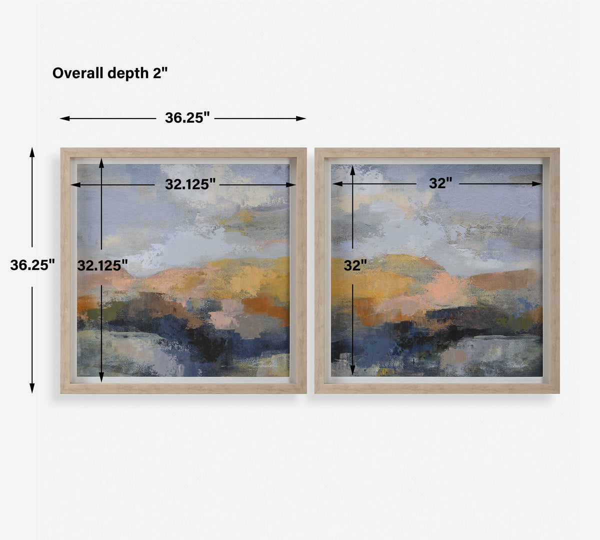 Dusk Multicolor Framed Prints (Set of 2) - Ornate Home