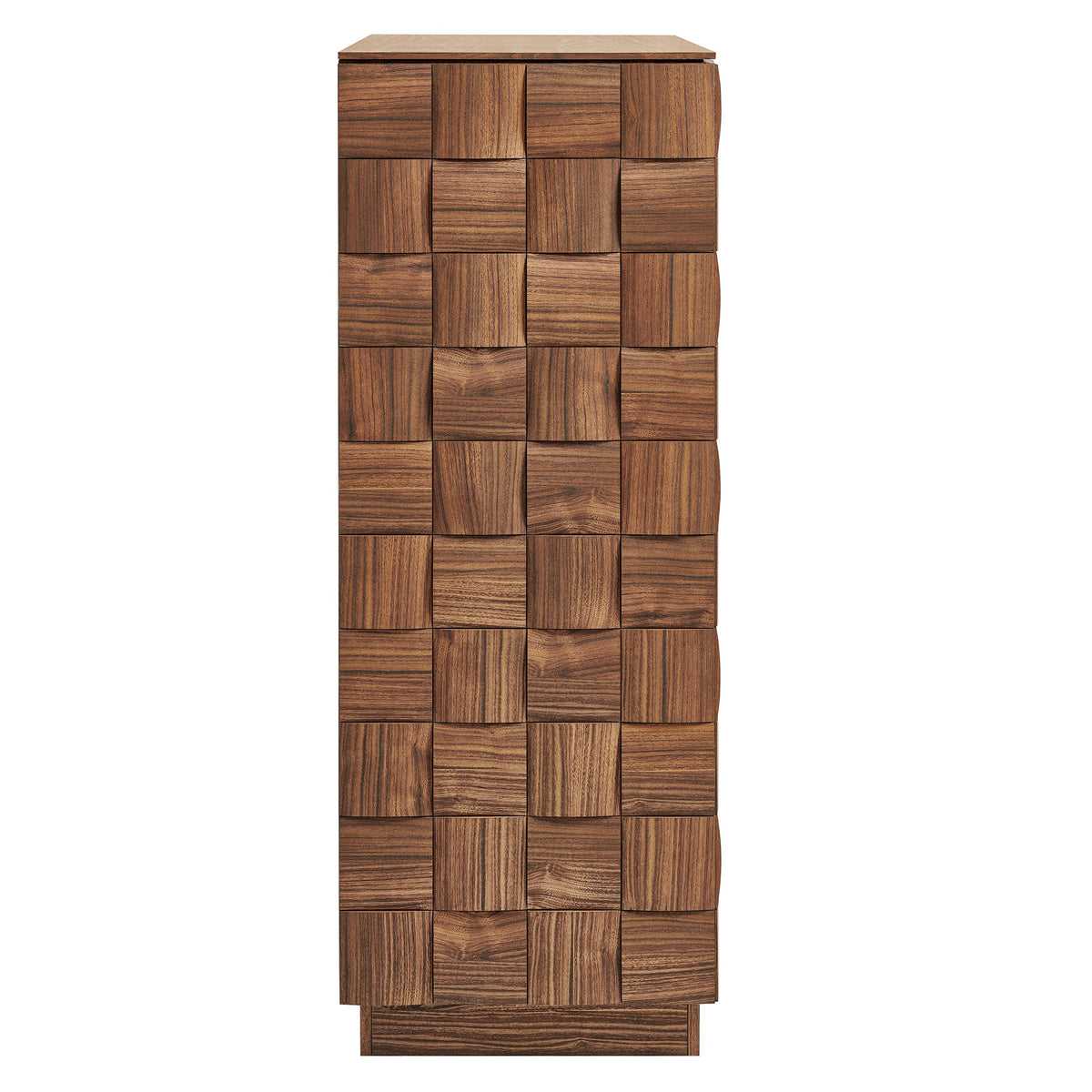 Duskin Walnut 39 Inch Geometric Block Design Tall Storage Cabinet - Ornate Home