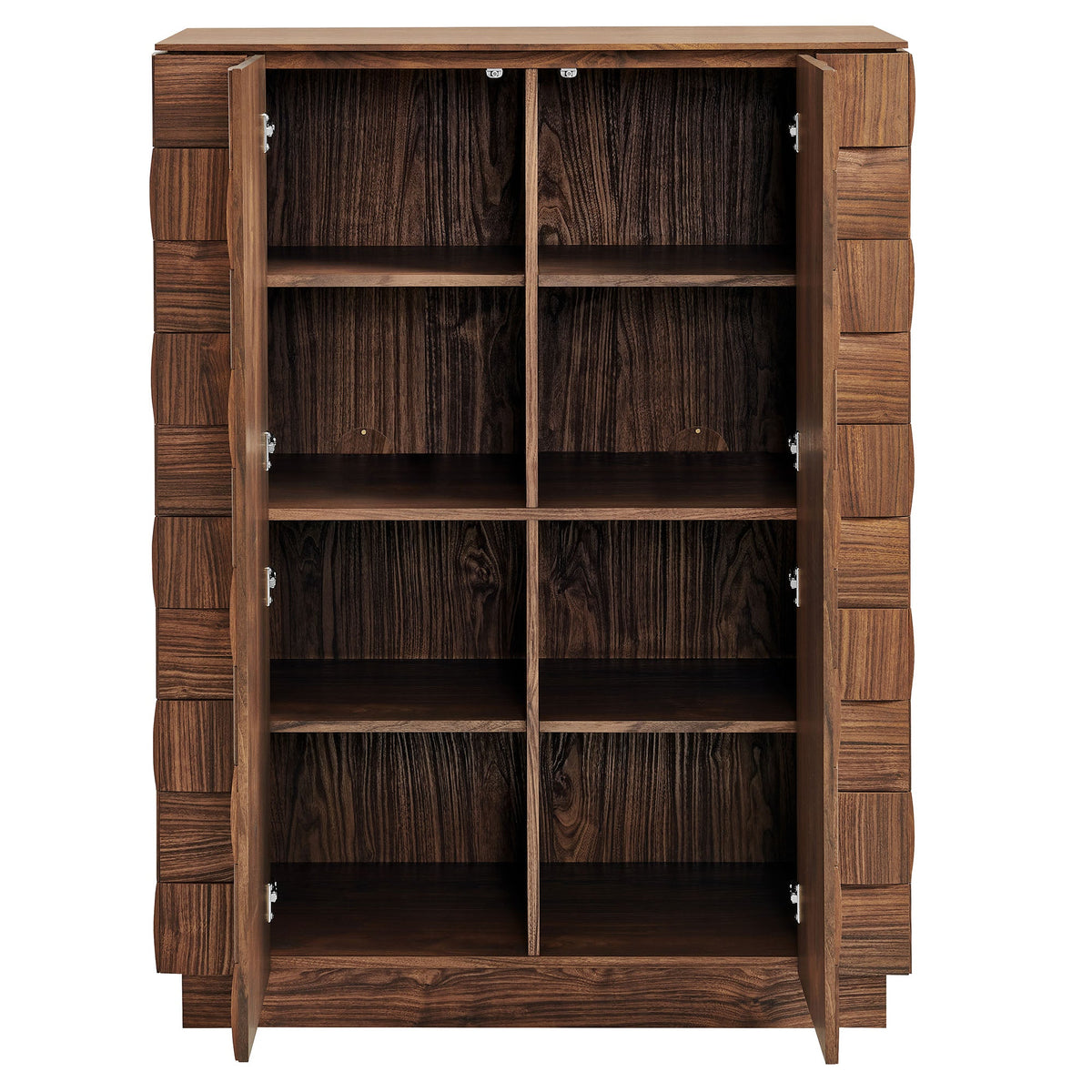 Duskin Walnut 39 Inch Geometric Block Design Tall Storage Cabinet - Ornate Home
