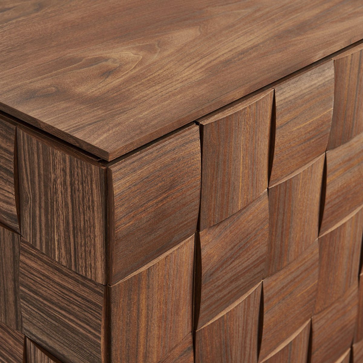 Duskin Walnut 39 Inch Geometric Block Design Tall Storage Cabinet - Ornate Home
