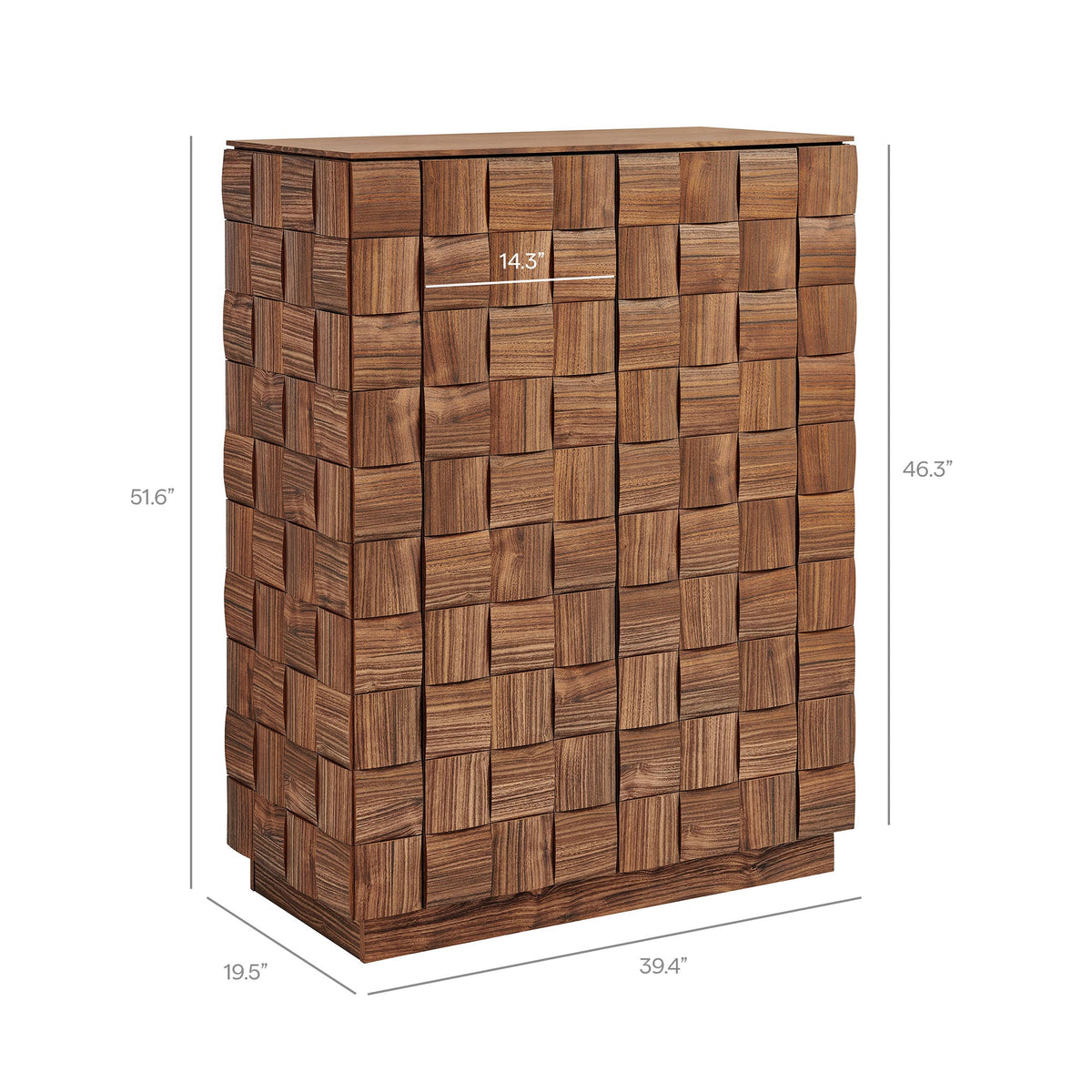 Duskin Walnut 39 Inch Geometric Block Design Tall Storage Cabinet - Ornate Home