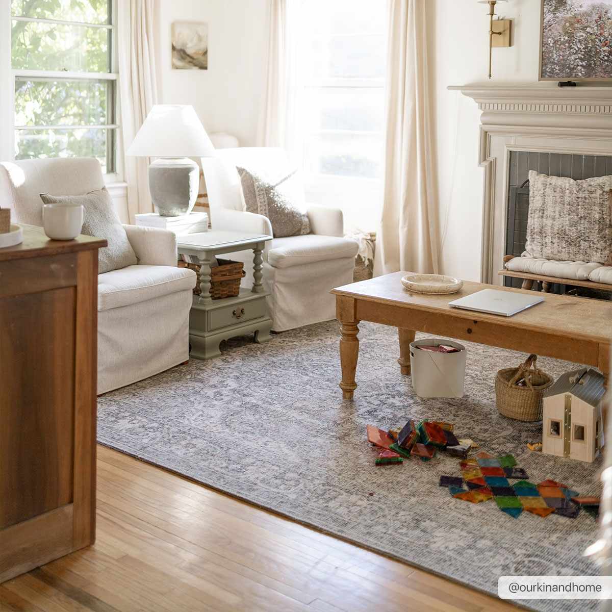 Dusty Sage Greenpoint Medallion Washable Area Rug - Ornate Home