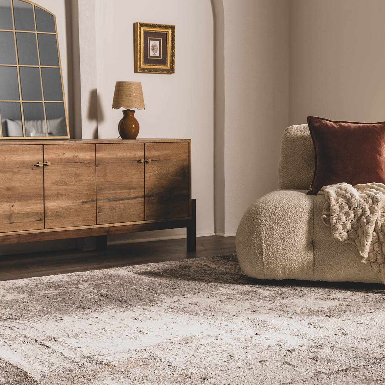 Duval Taupe Abstract Area Rug - Ornate Home
