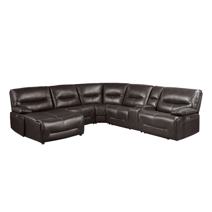 Dyersburg Brown 6-Piece Power Reclining Sectional with Left Chaise - Ornate Home