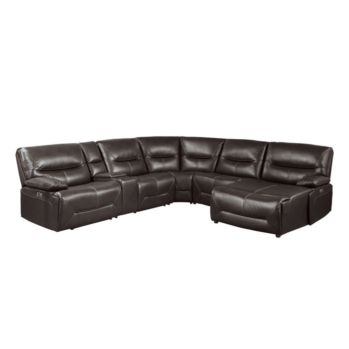 Dyersburg Brown 6-Piece Power Reclining Sectional with Right Chaise - Ornate Home
