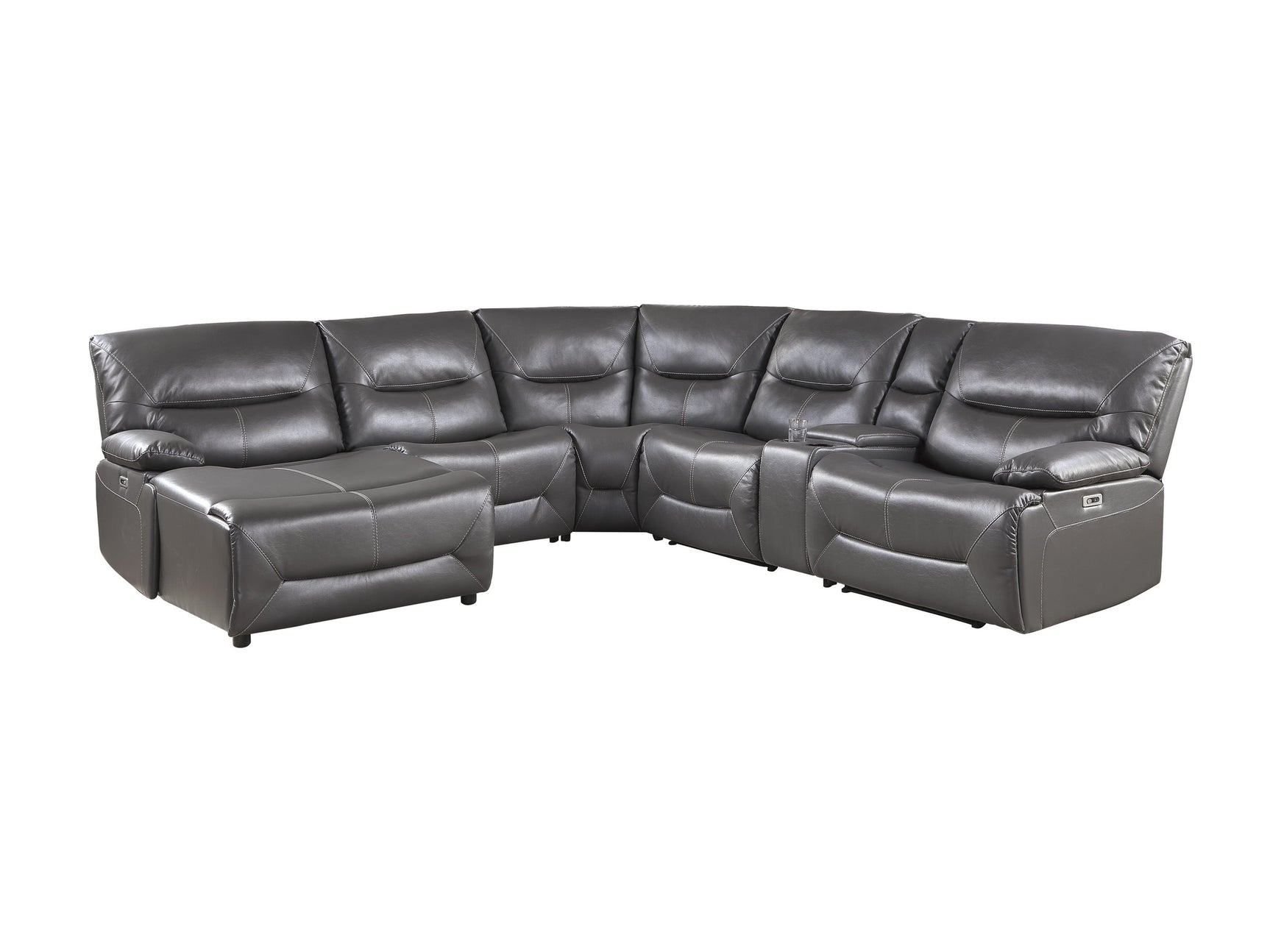 Dyersburg Gray 6-Piece Power Reclining Sectional with Left Chaise - Ornate Home
