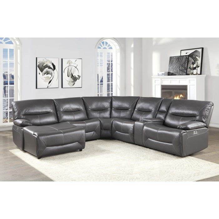 Dyersburg Gray 6-Piece Power Reclining Sectional with Left Chaise - Ornate Home