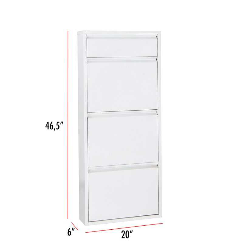 Dylan White Metal 4 Doors Shoe Cabinet - Ornate Home
