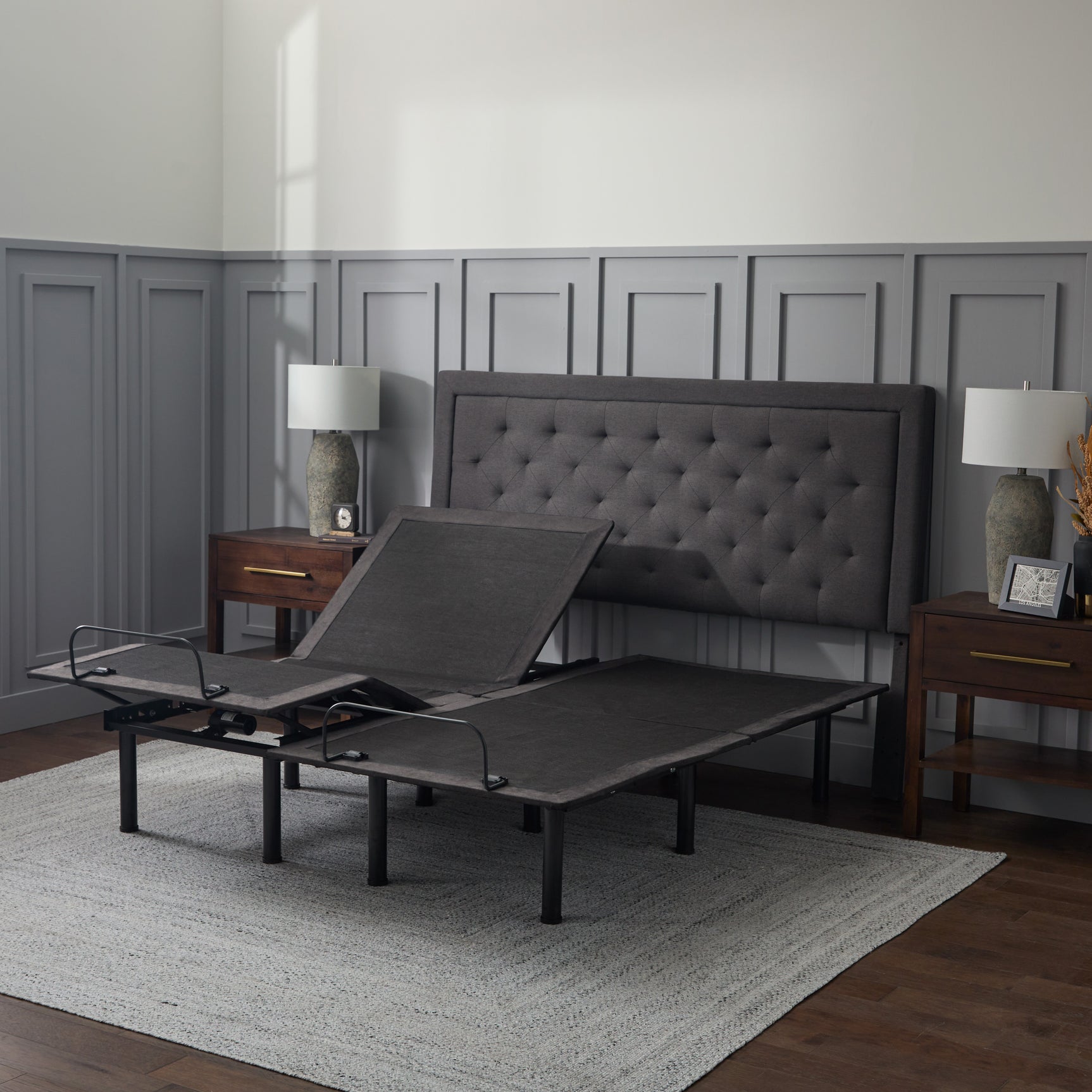E255 Charcoal Full Adjustable-Bed-Base - Ornate Home