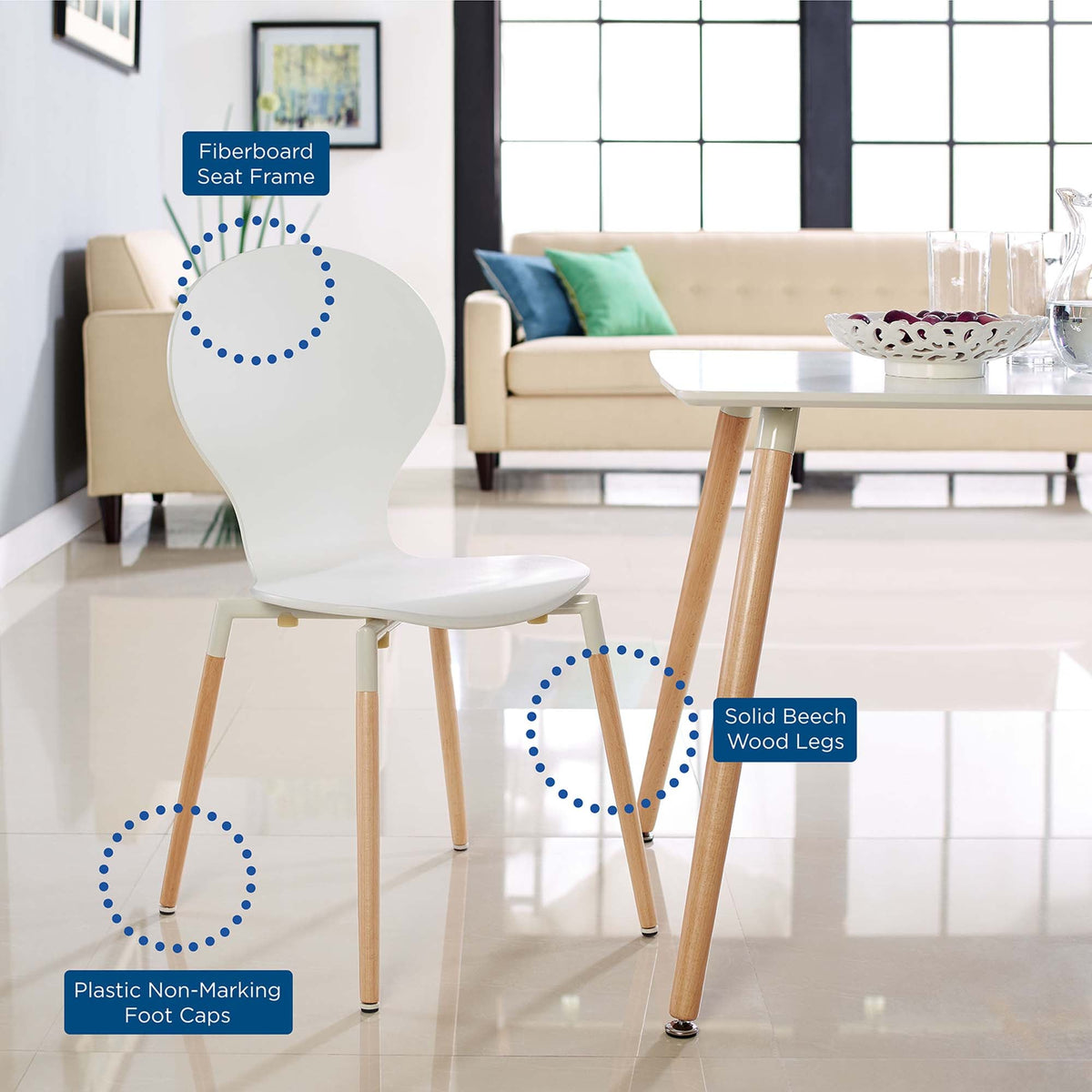 Path White Dining Chair (Set of 2)