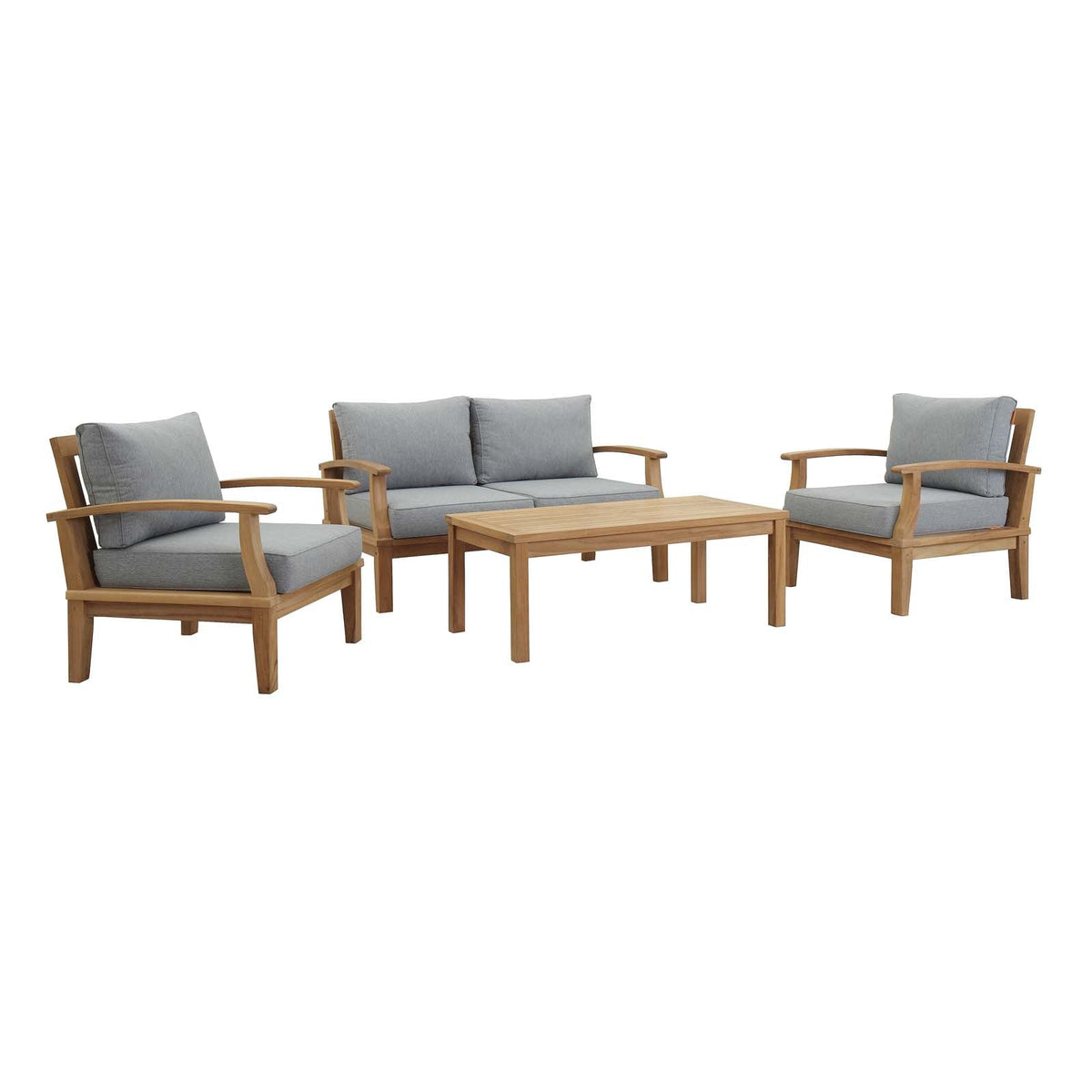 Marina Natural/Gray 4 Piece Outdoor Patio Teak Set - 56x110"