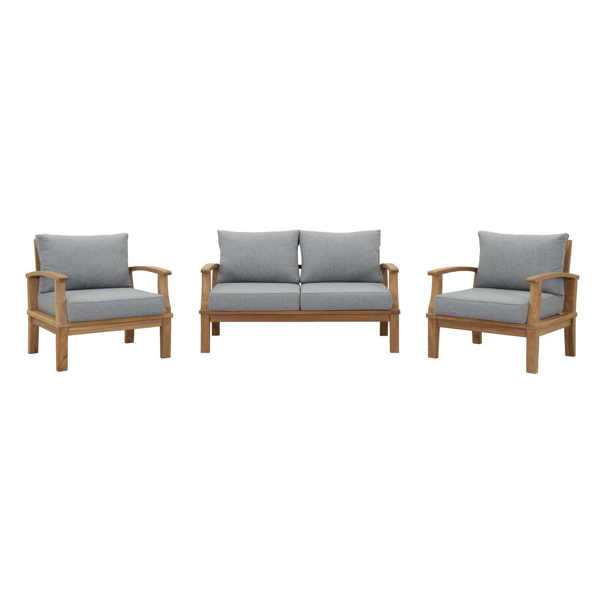 Marina Natural/Gray 3 Piece Outdoor Patio Teak Set - 97.5x119.5"