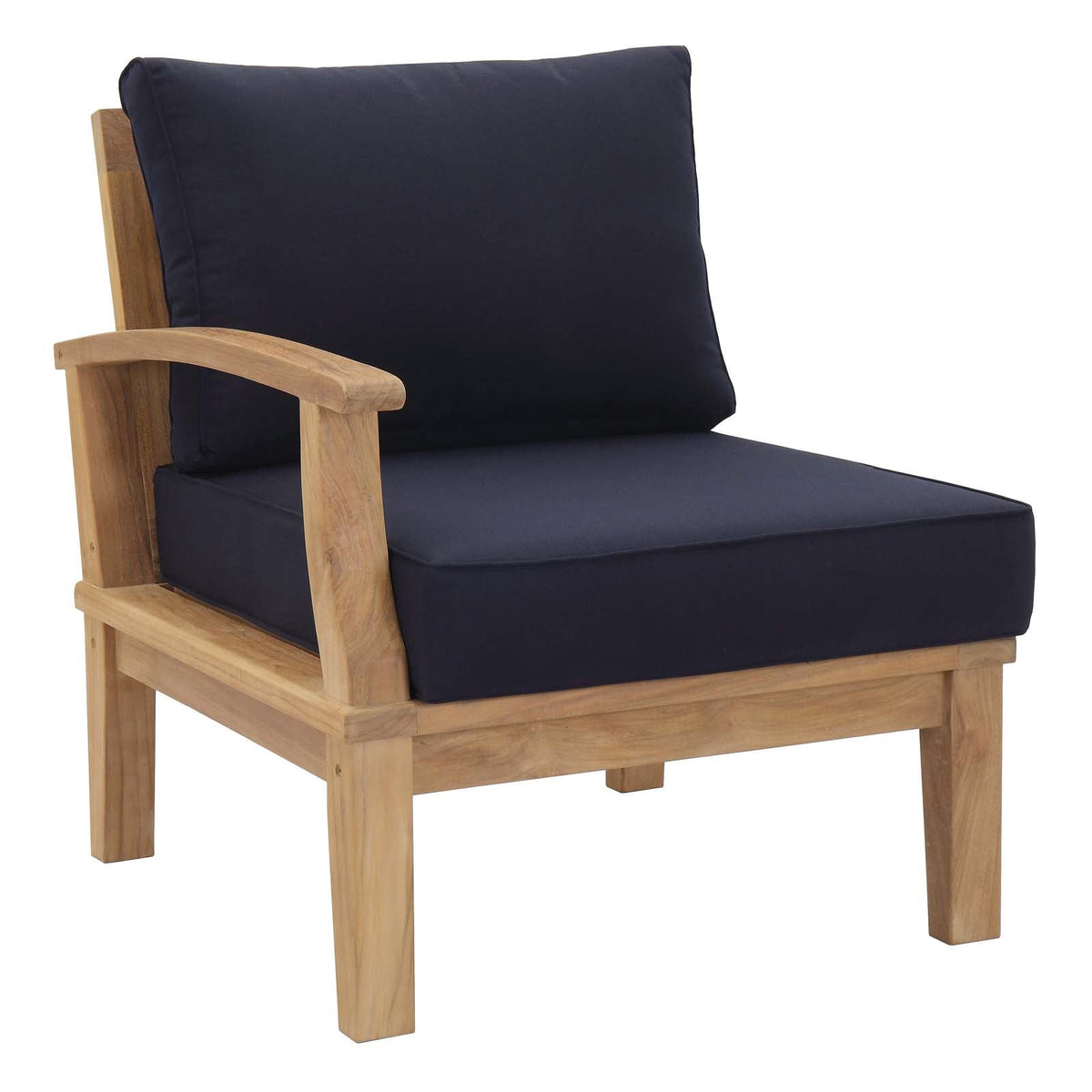 Marina Natural/Navy 5 Piece Outdoor Patio Teak Set - 64x120"