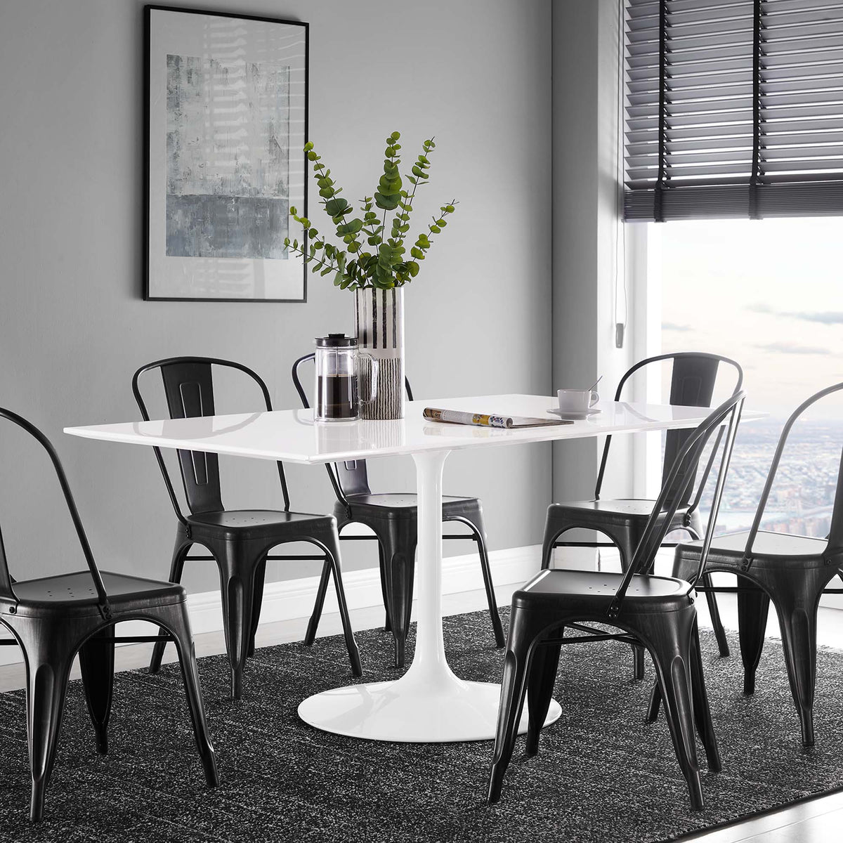 Lippa White 60" Rectangle Wood Dining Table