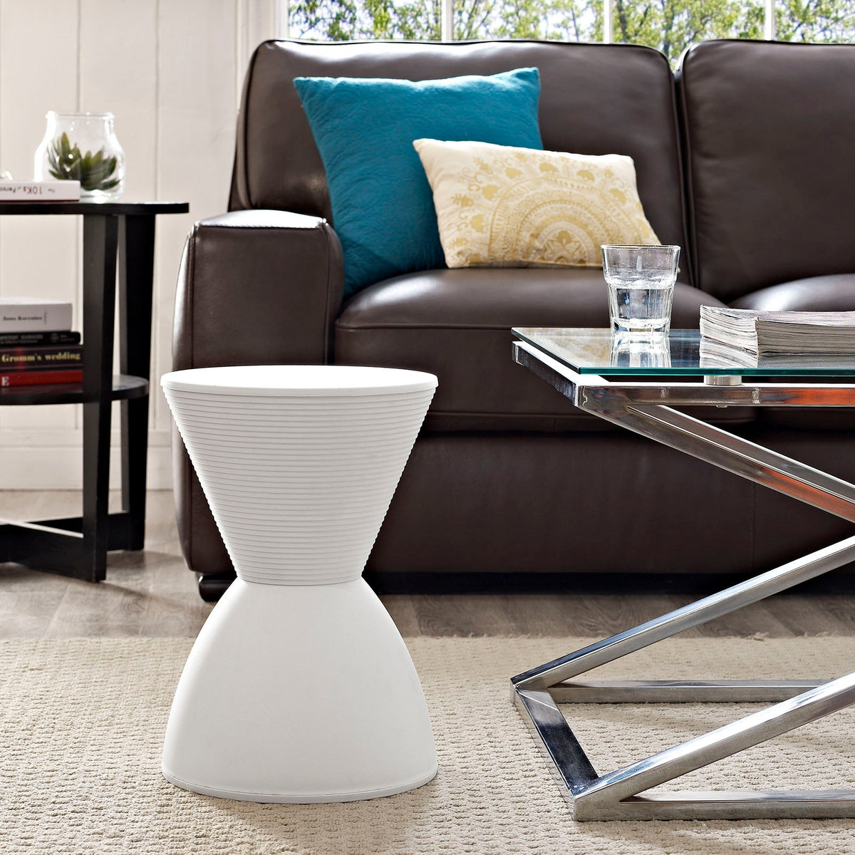 Haste White Backless Stool