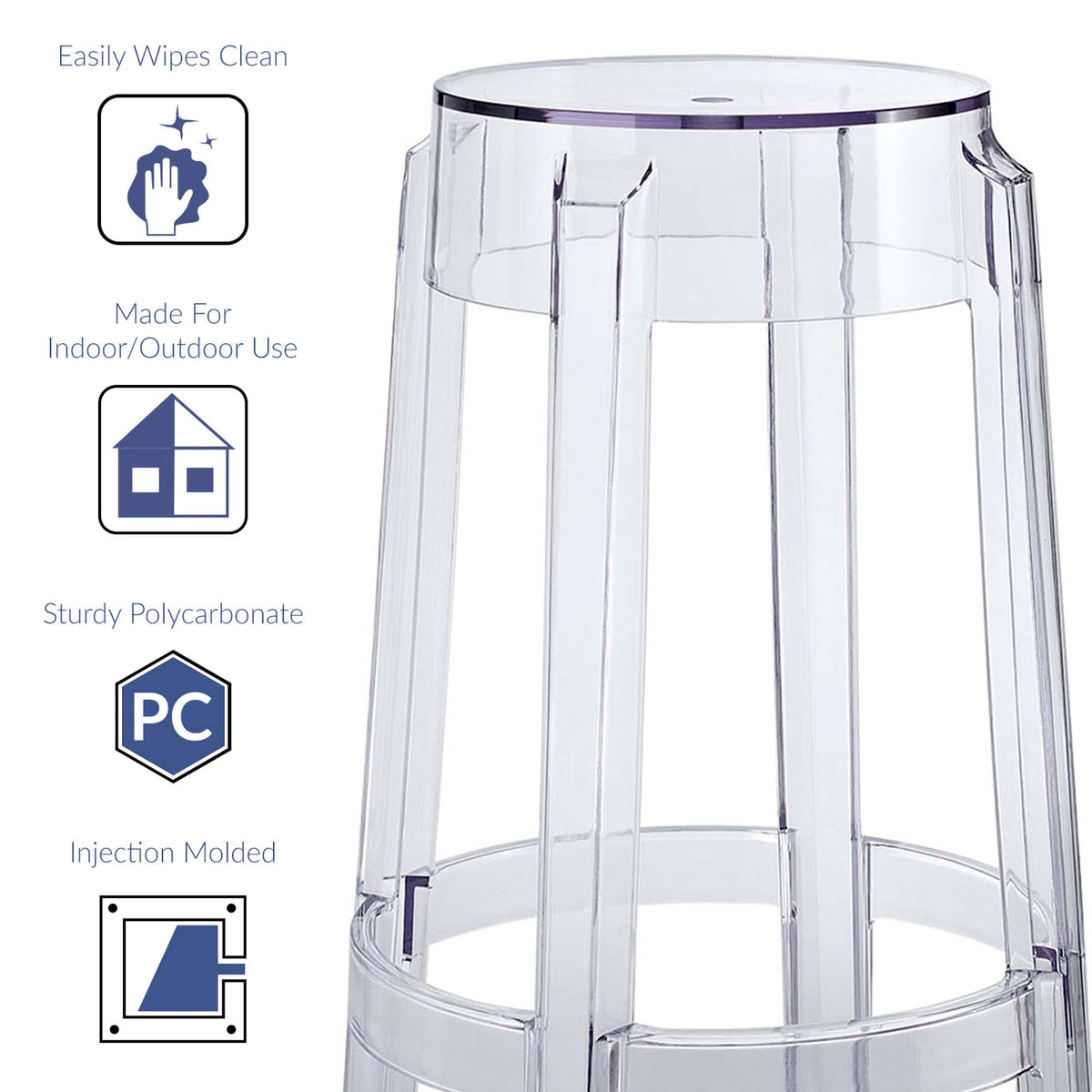 Casper Clear Backless Bar Stool