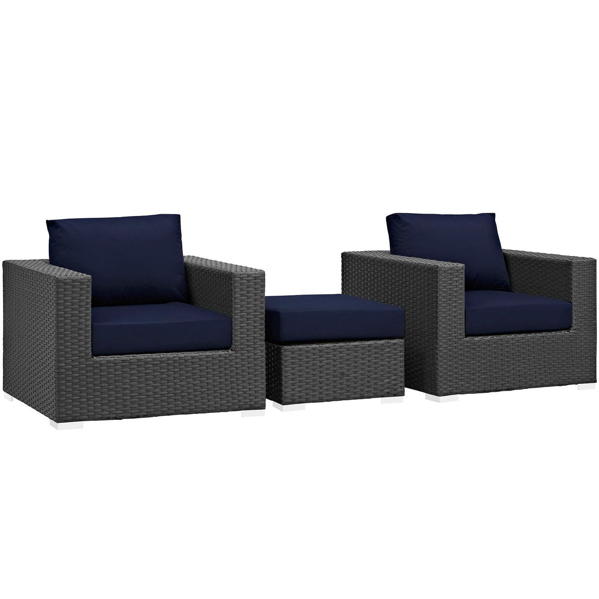 Sojourn Canvas Navy 3 Piece Outdoor Patio Sunbrella Sectional Set - 33.5x113"