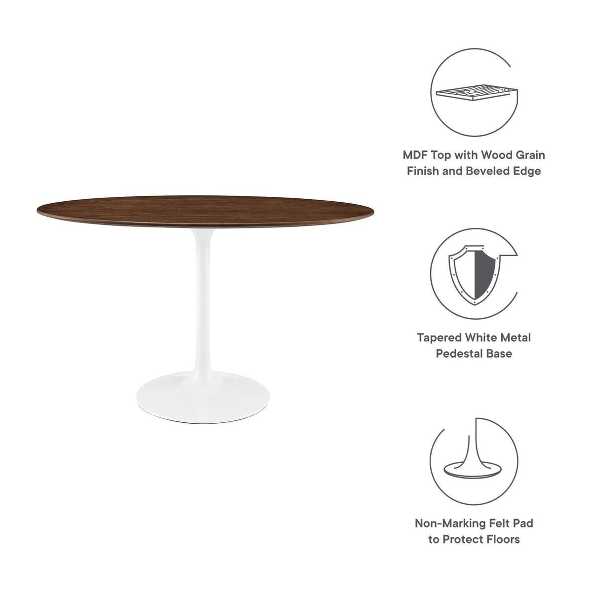 Lippa Walnut 48" Oval Wood Dining Table