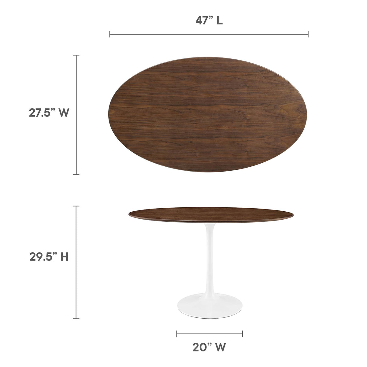Lippa Walnut 48" Oval Wood Dining Table