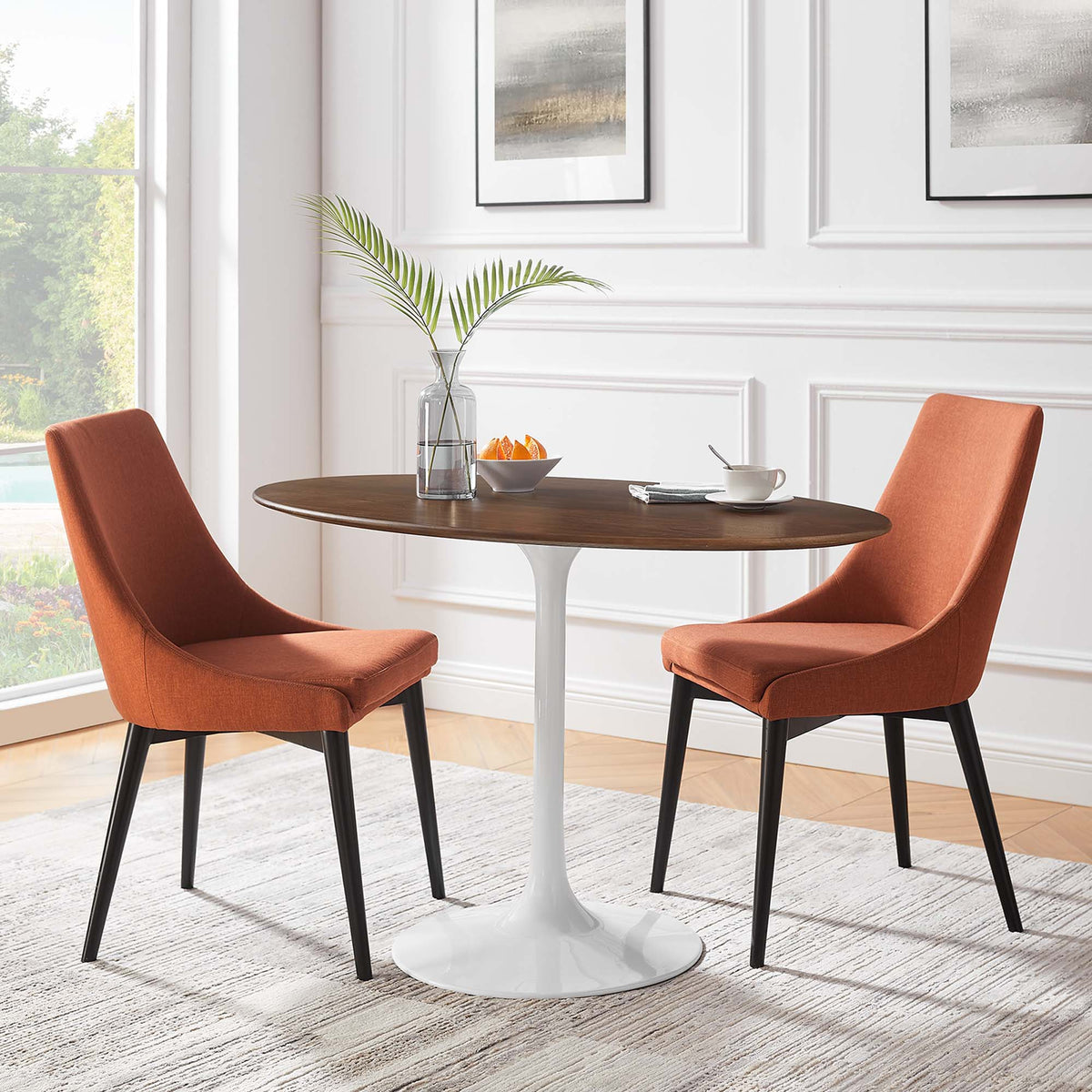 Lippa Walnut 48" Oval Wood Dining Table