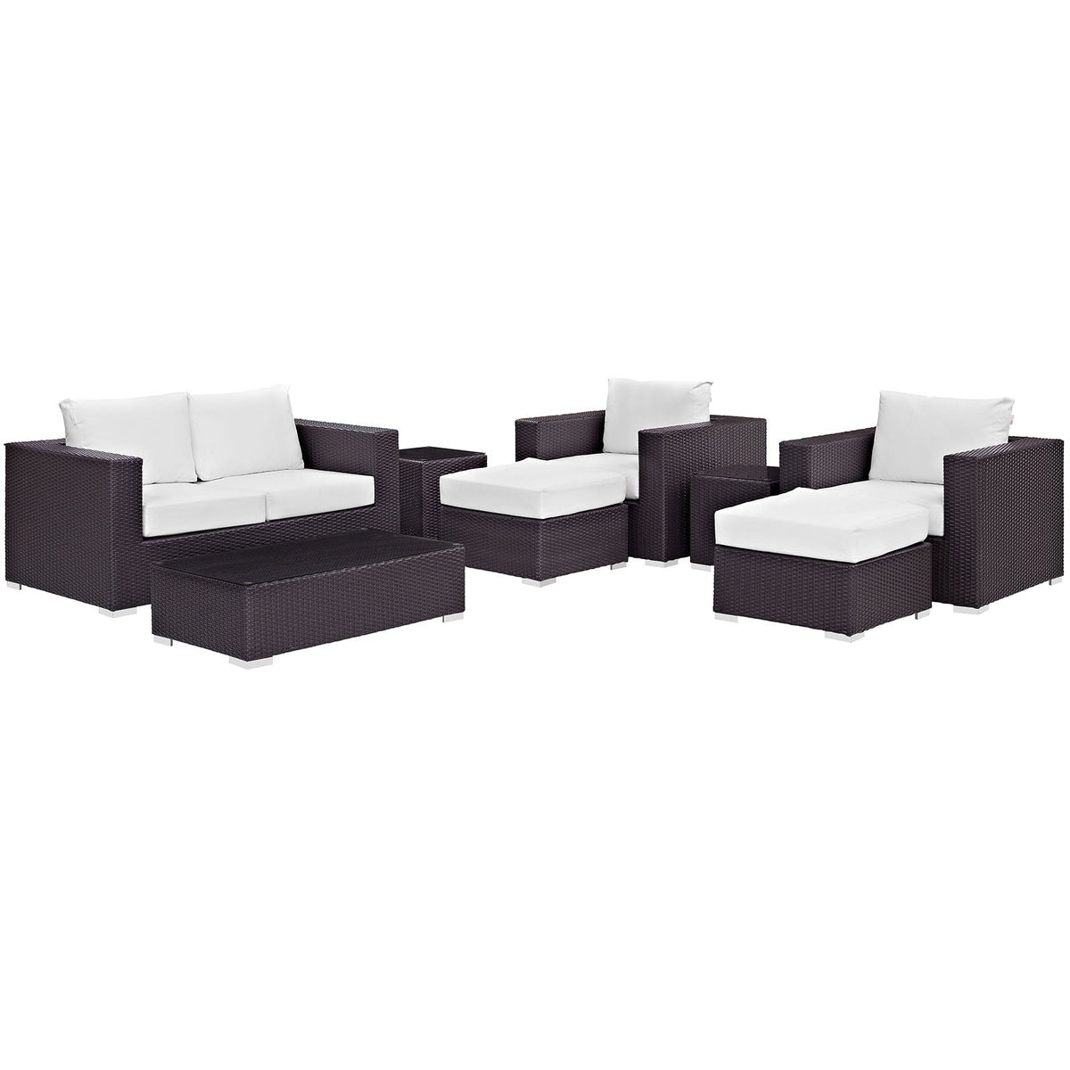 Convene Espresso/White 8 Piece Outdoor Patio Sofa Set