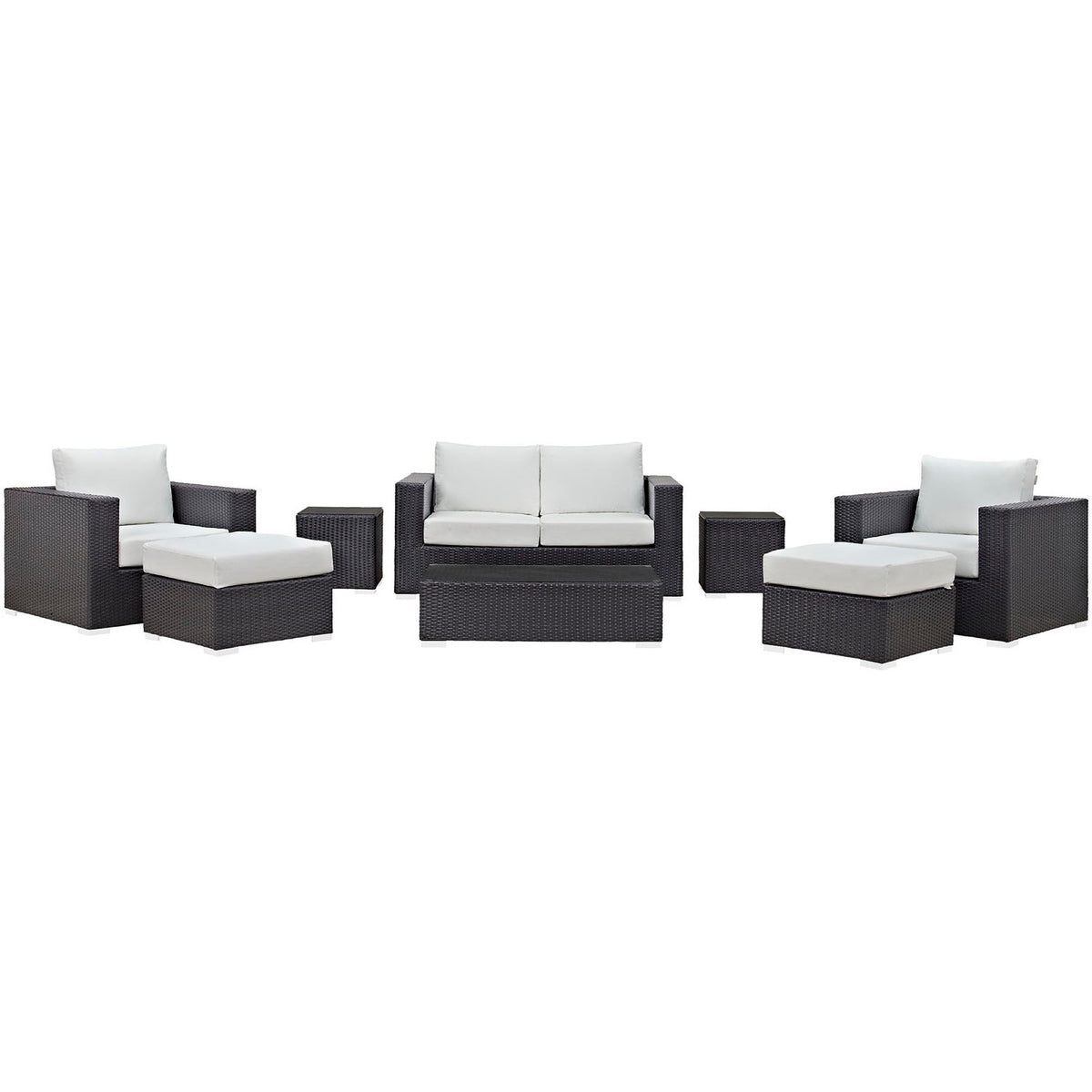 Convene Espresso/White 8 Piece Outdoor Patio Sofa Set