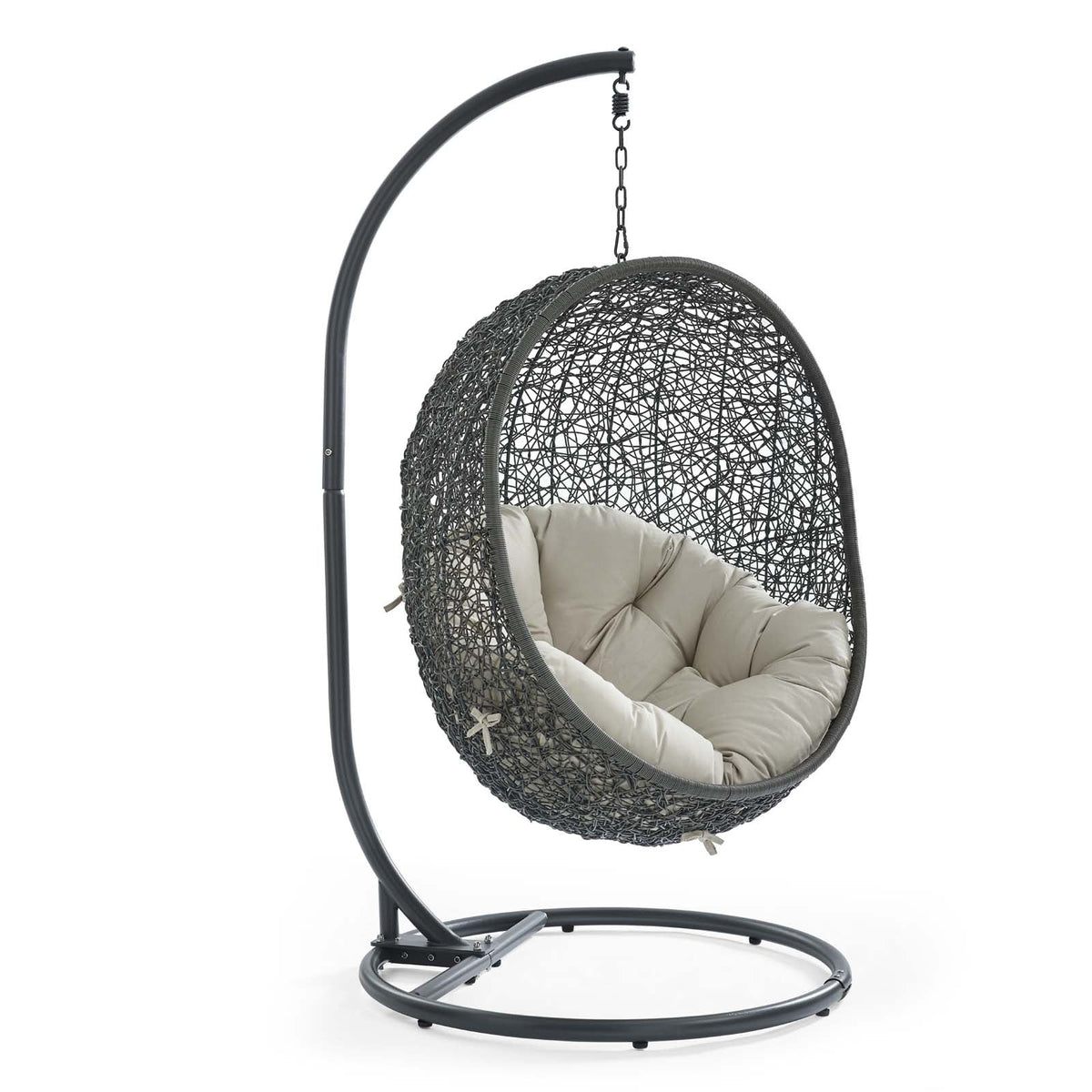 Hide Gray/Beige Outdoor Patio Swing Chair With Stand