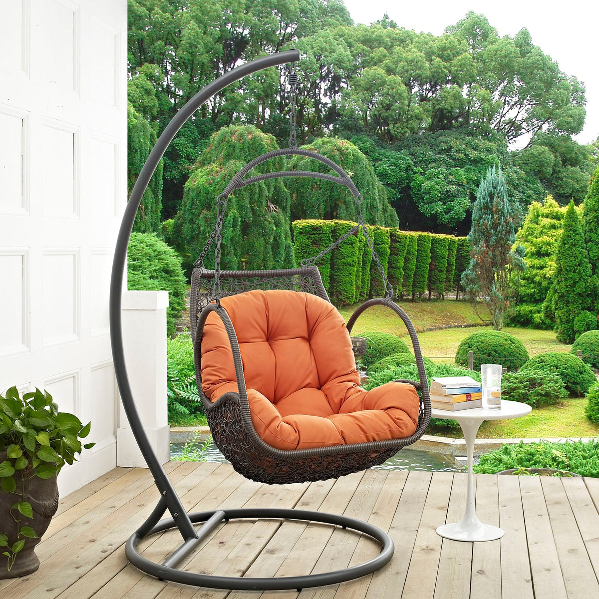 Arbor Orange Outdoor Patio Wood Swing Chair