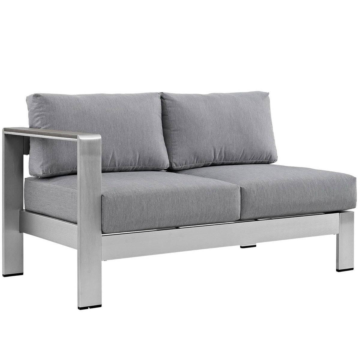 Shore Silver/Gray 4 Piece Outdoor Patio Aluminum Sectional Sofa Set - 80.5x80.5"