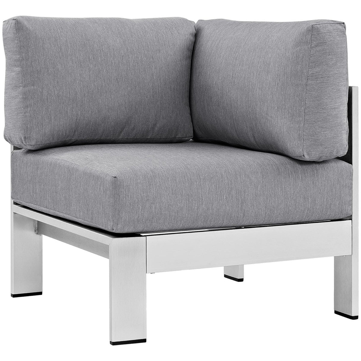 Shore Silver/Gray 4 Piece Outdoor Patio Aluminum Sectional Sofa Set - 80.5x80.5"