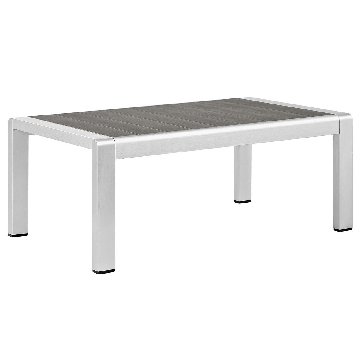 Shore Silver/Gray 4 Piece Outdoor Patio Aluminum Sectional Sofa Set - 80.5x80.5"