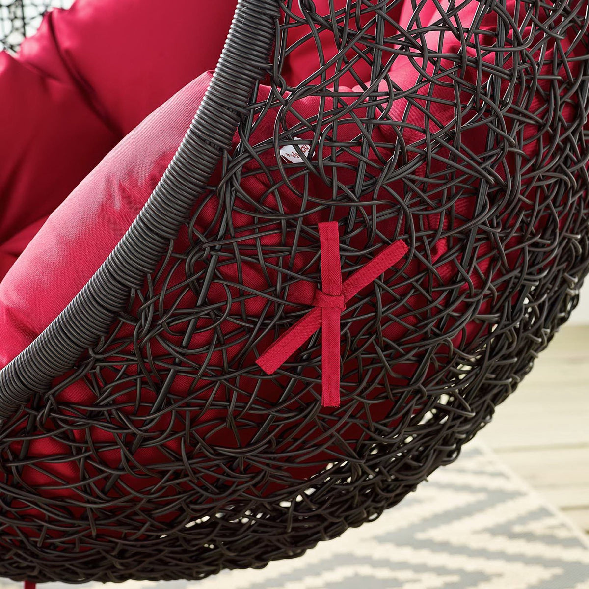 Encase Black/Red Swing Outdoor Patio Lounge Chair Without Stand
