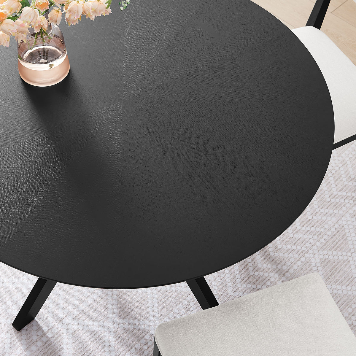 Crossroads Black 47" Round Wood Dining Table
