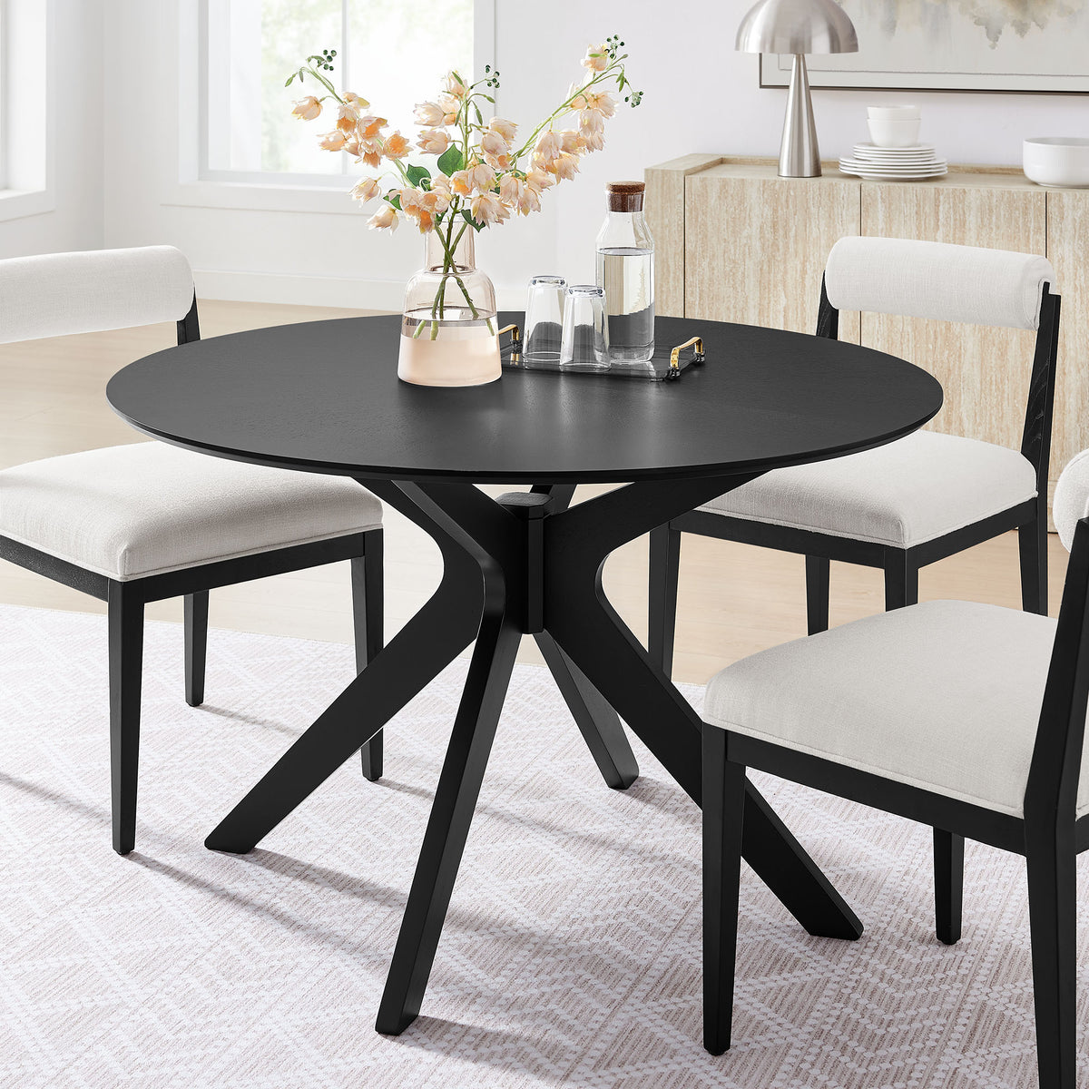 Crossroads Black 47" Round Wood Dining Table