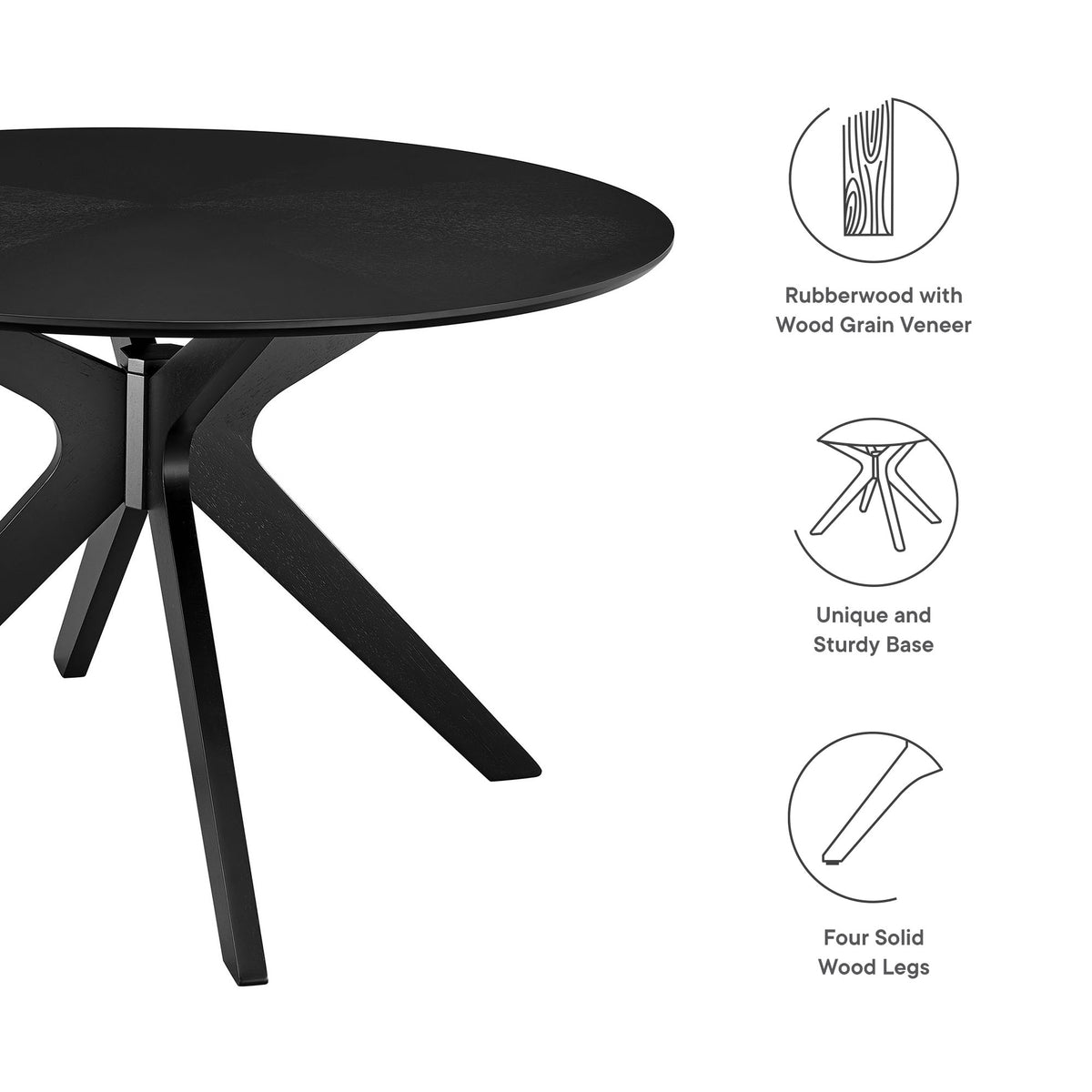 Crossroads Black 47" Round Wood Dining Table