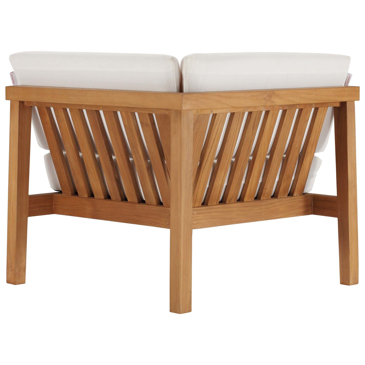 Bayport Natural/White Outdoor Patio Teak Wood Corner Chair